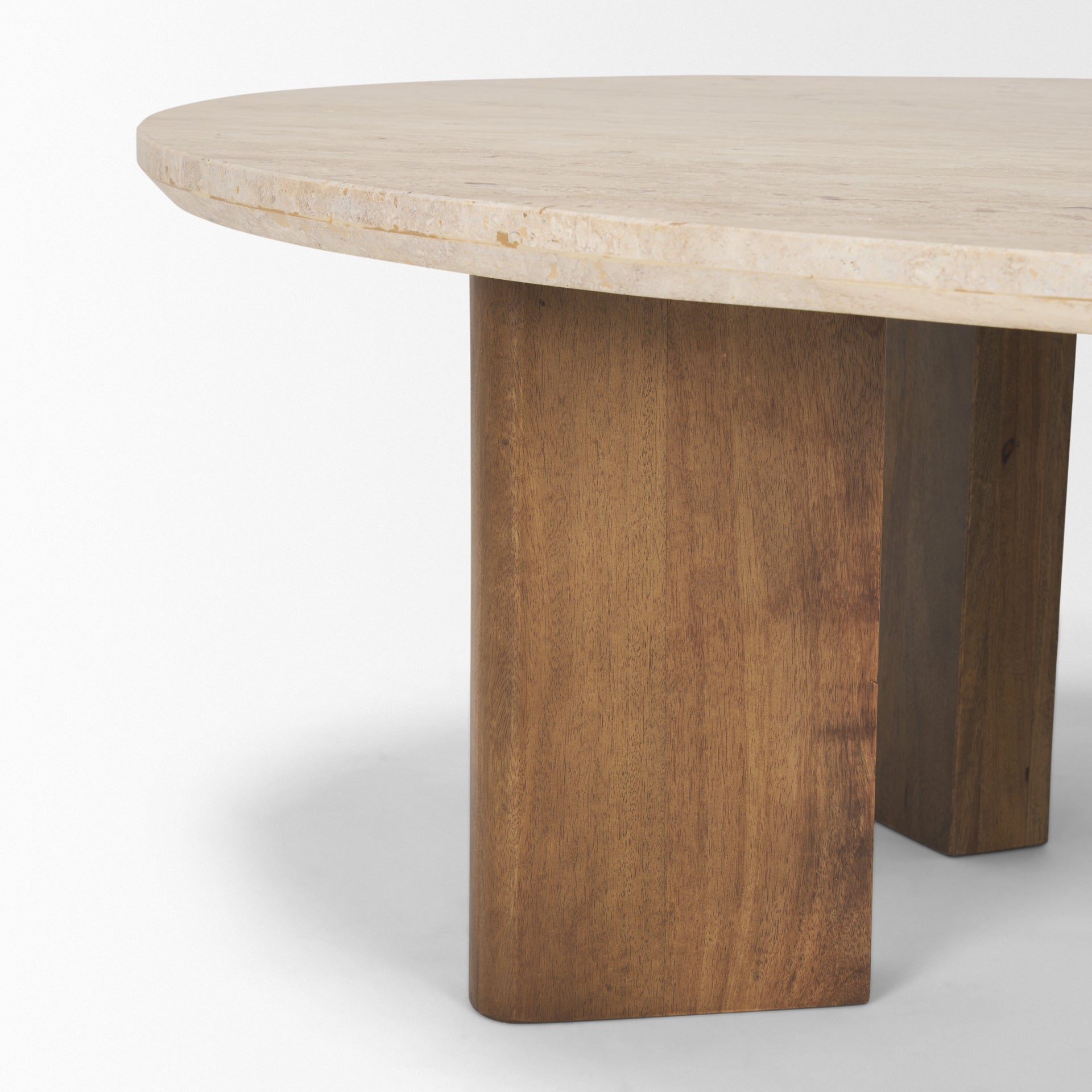 Syona Travertine + Mango Wood leg Oval Coffee table - Central Designs