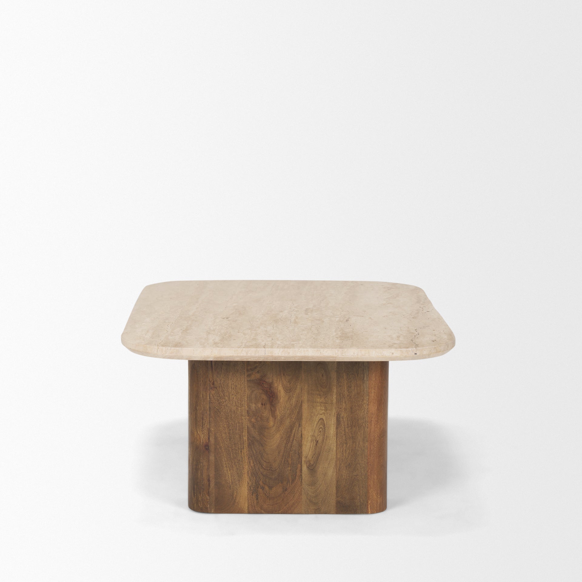 Symona Travertine and Mango Wood Rectangle Coffee Table - Central Designs