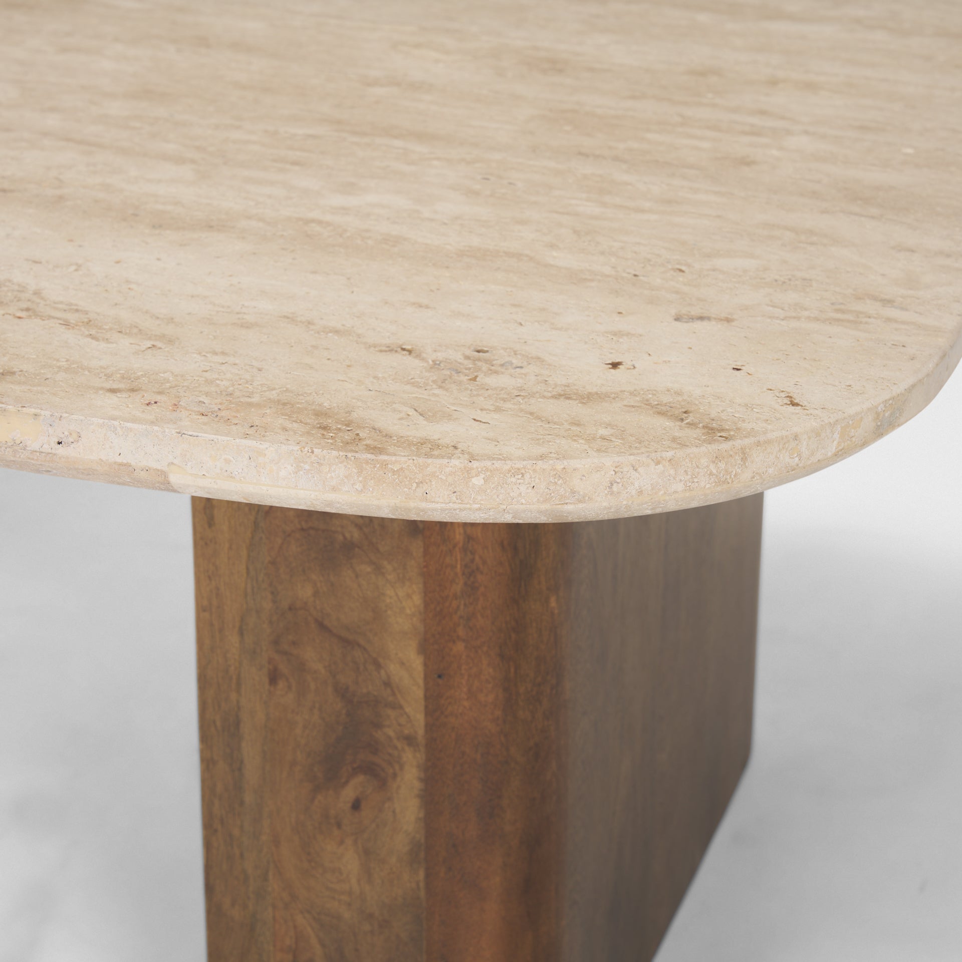 Symona Travertine and Mango Wood Rectangle Coffee Table - Central Designs