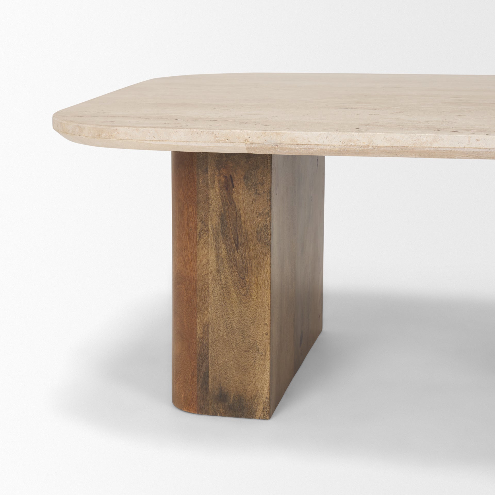 Symona Travertine and Mango Wood Rectangle Coffee Table - Central Designs