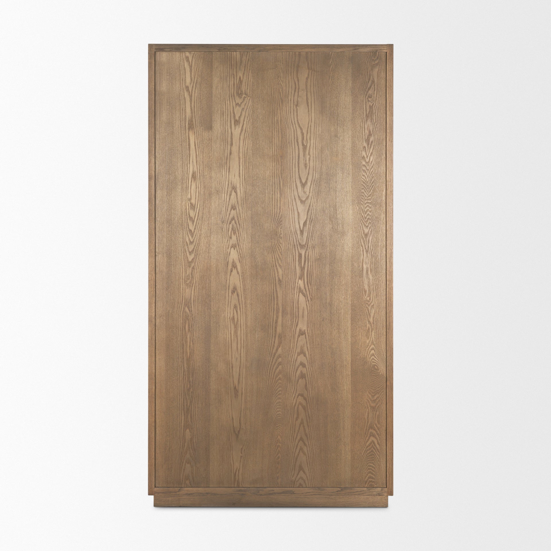Sina Brown Oak Wood w/ Natural Rattan 2 Door Curio Cabinet - Central Designs