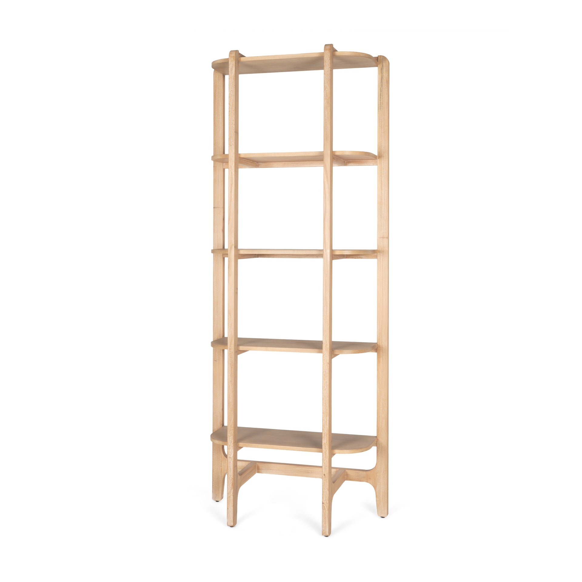 Taylin Light Brown Solid Wood Open Bookshelf - Central Designs