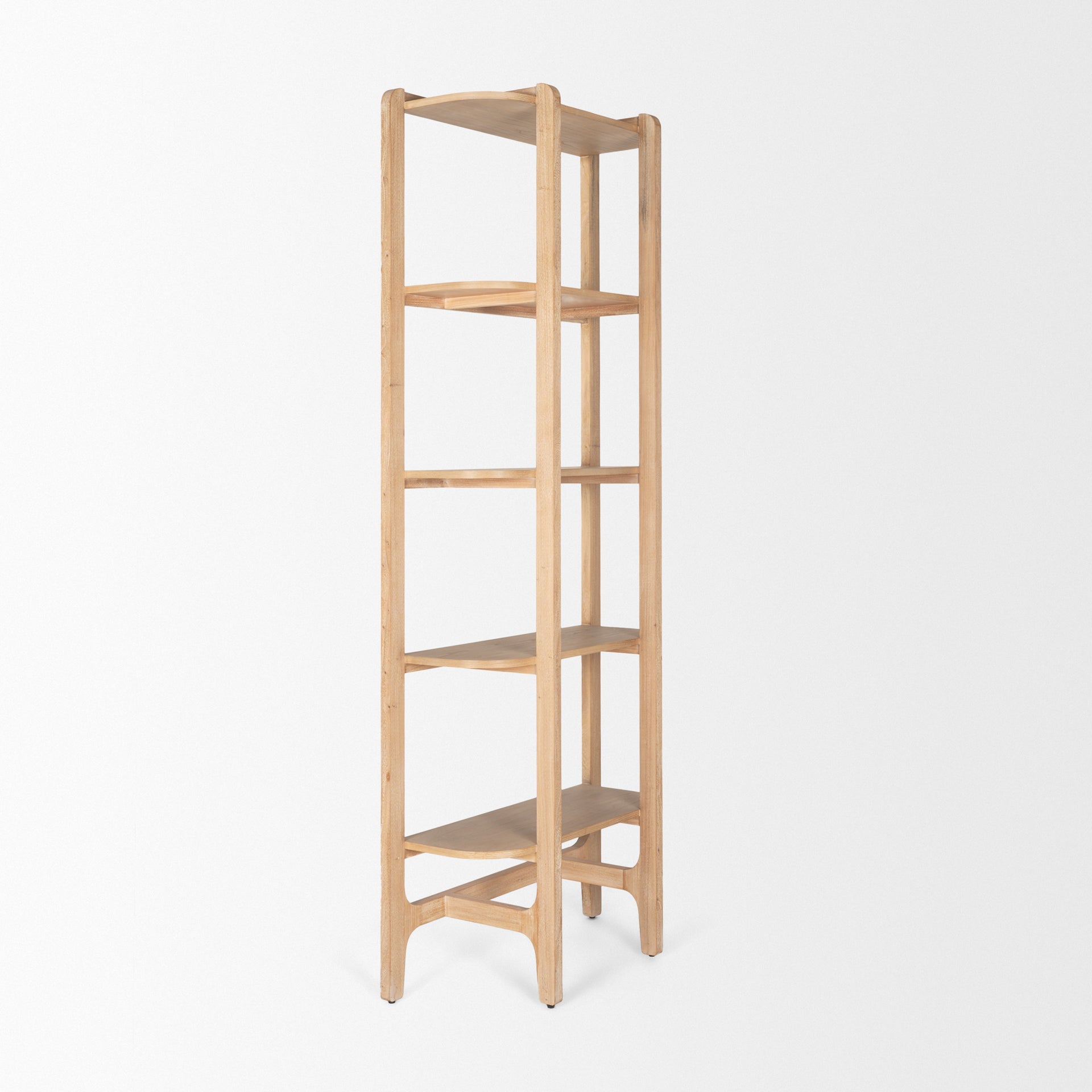 Taylin Light Brown Solid Wood Open Bookshelf - Central Designs