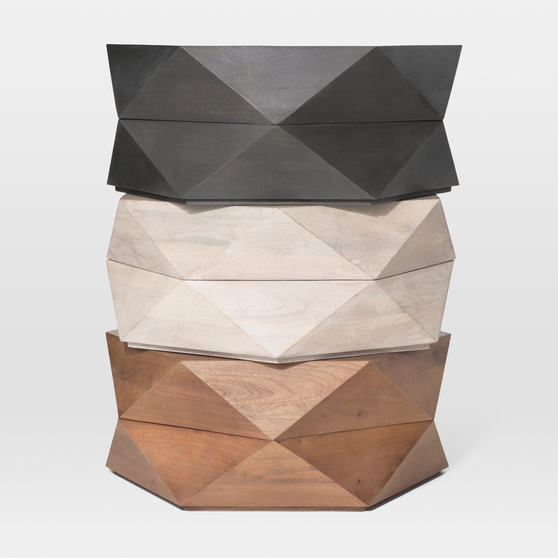 Arreto Hexagonal Hinged Solid Wood Top and Base Coffee Table