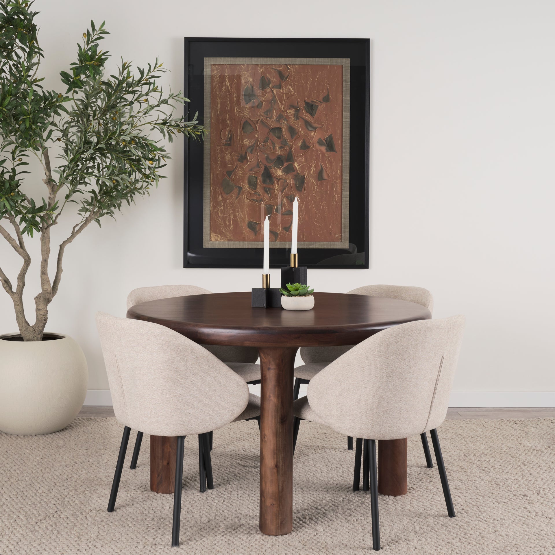 Soma 48" Red Brown Acacia Wood Round Dining Table - Central Designs