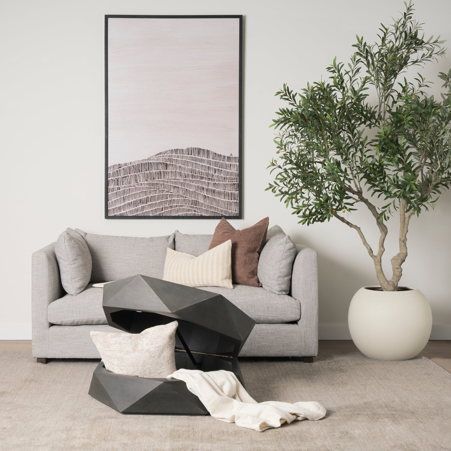 Arreto Hexagonal Hinged Solid Wood Top and Base Coffee Table