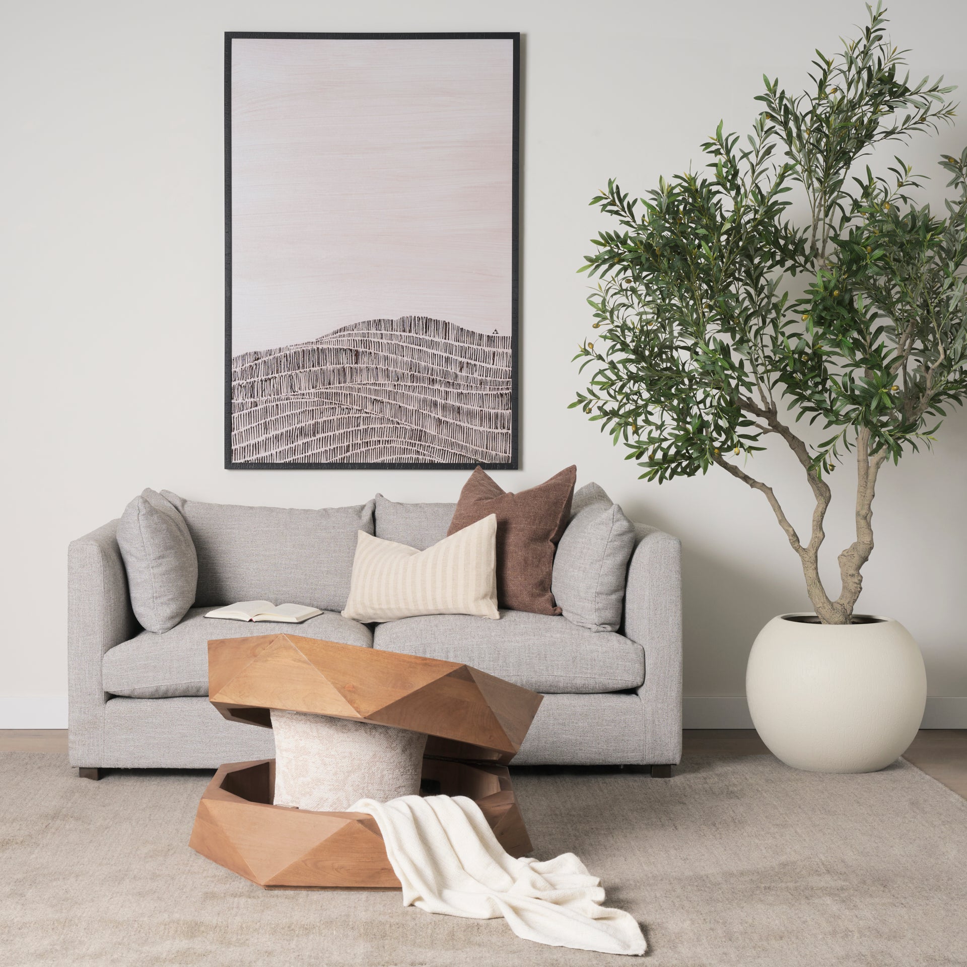 Arreto Hexagonal Hinged Solid Wood Top and Base Coffee Table - Central Designs