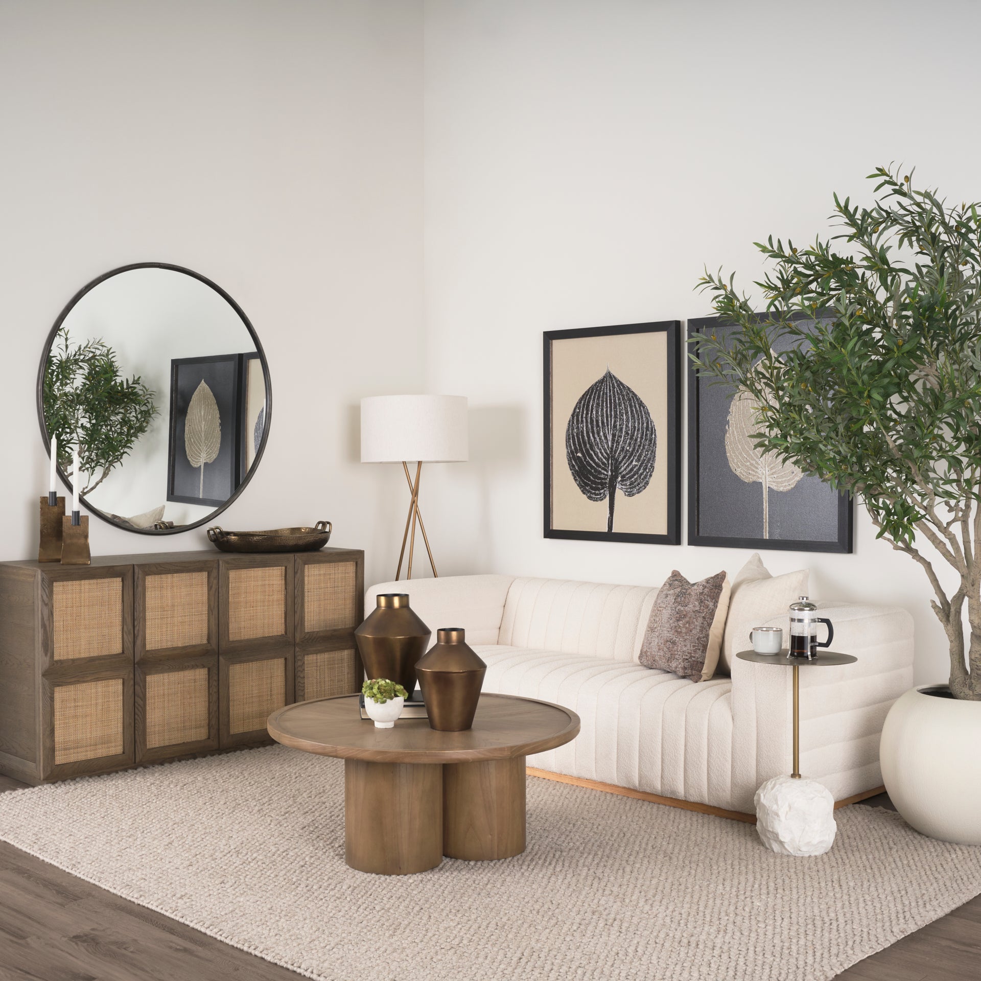 Tavi Medium Brown Round Coffee Table - Central Designs