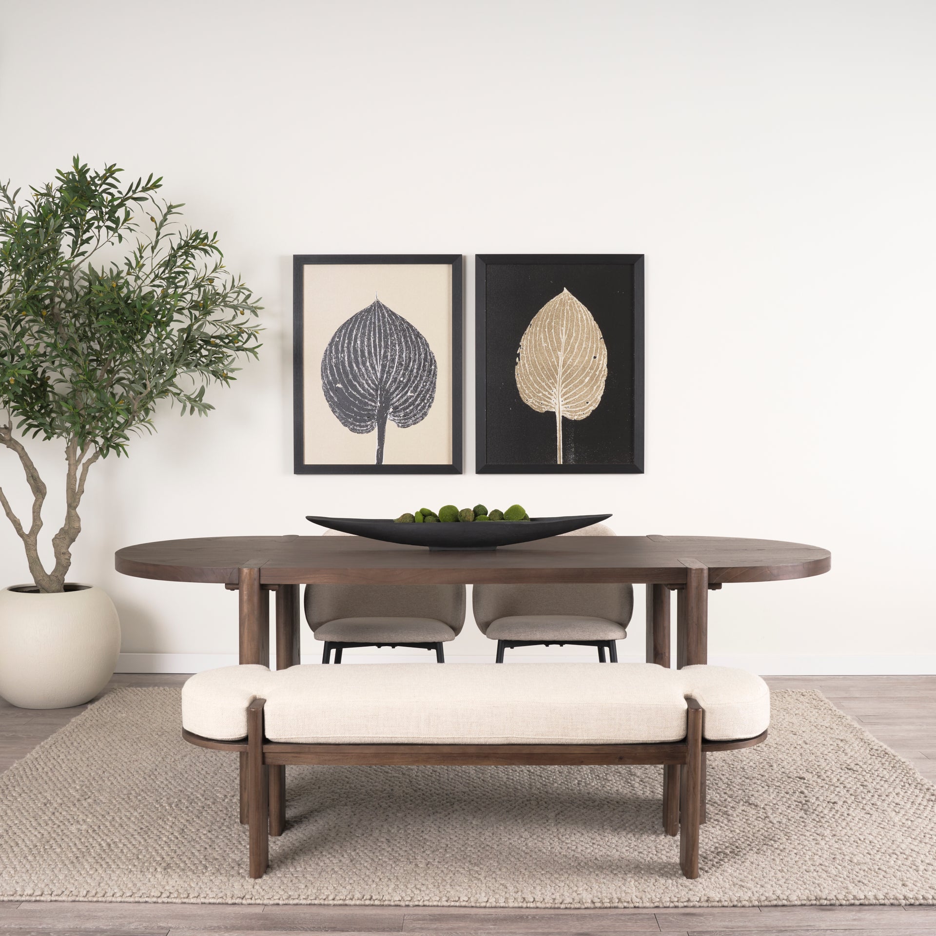 Sohan Dark Elm Wood Oval Dining Table - Central Designs