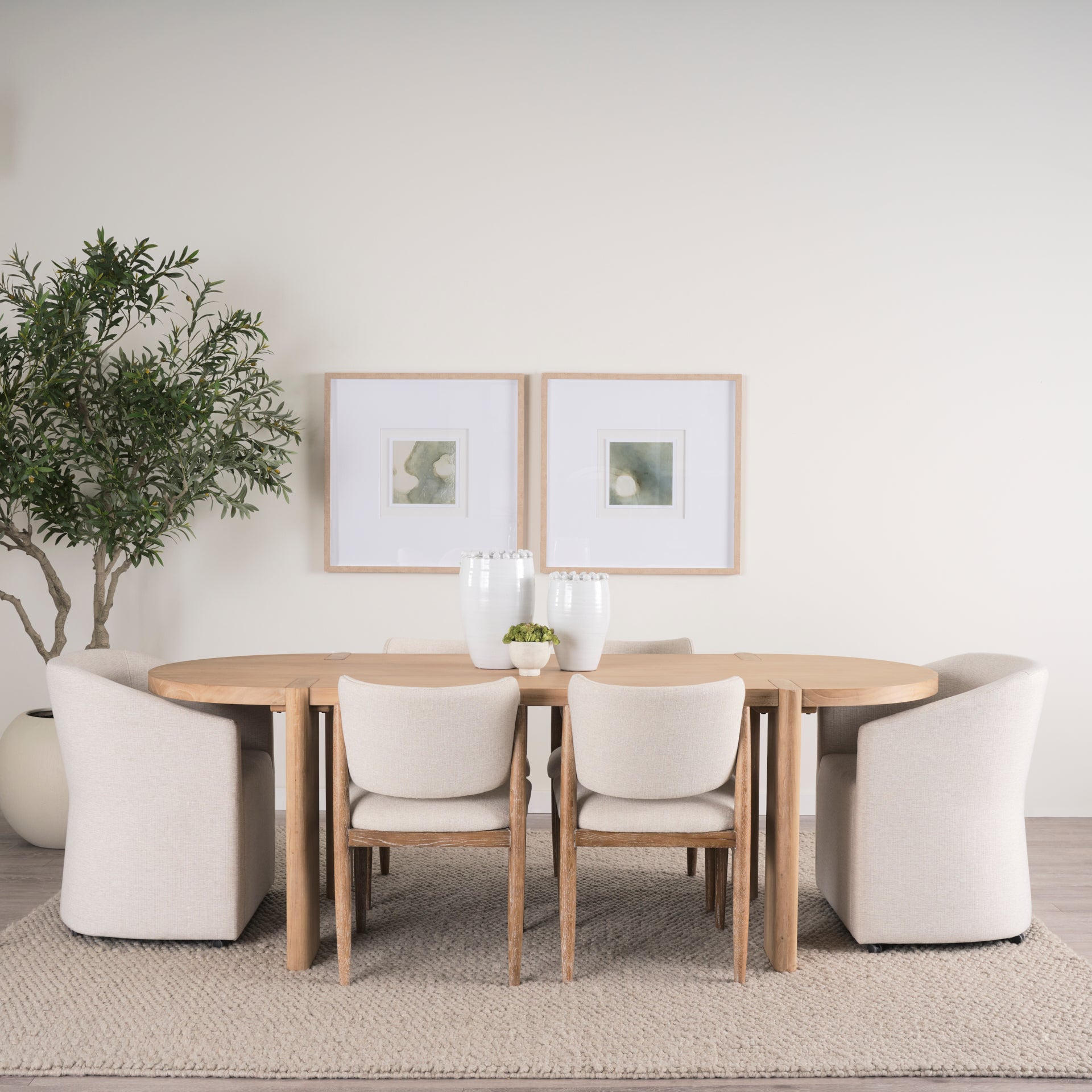 Sondra Oatmeal Performance Fabric Upholstered Club Dining Chair - Central Designs