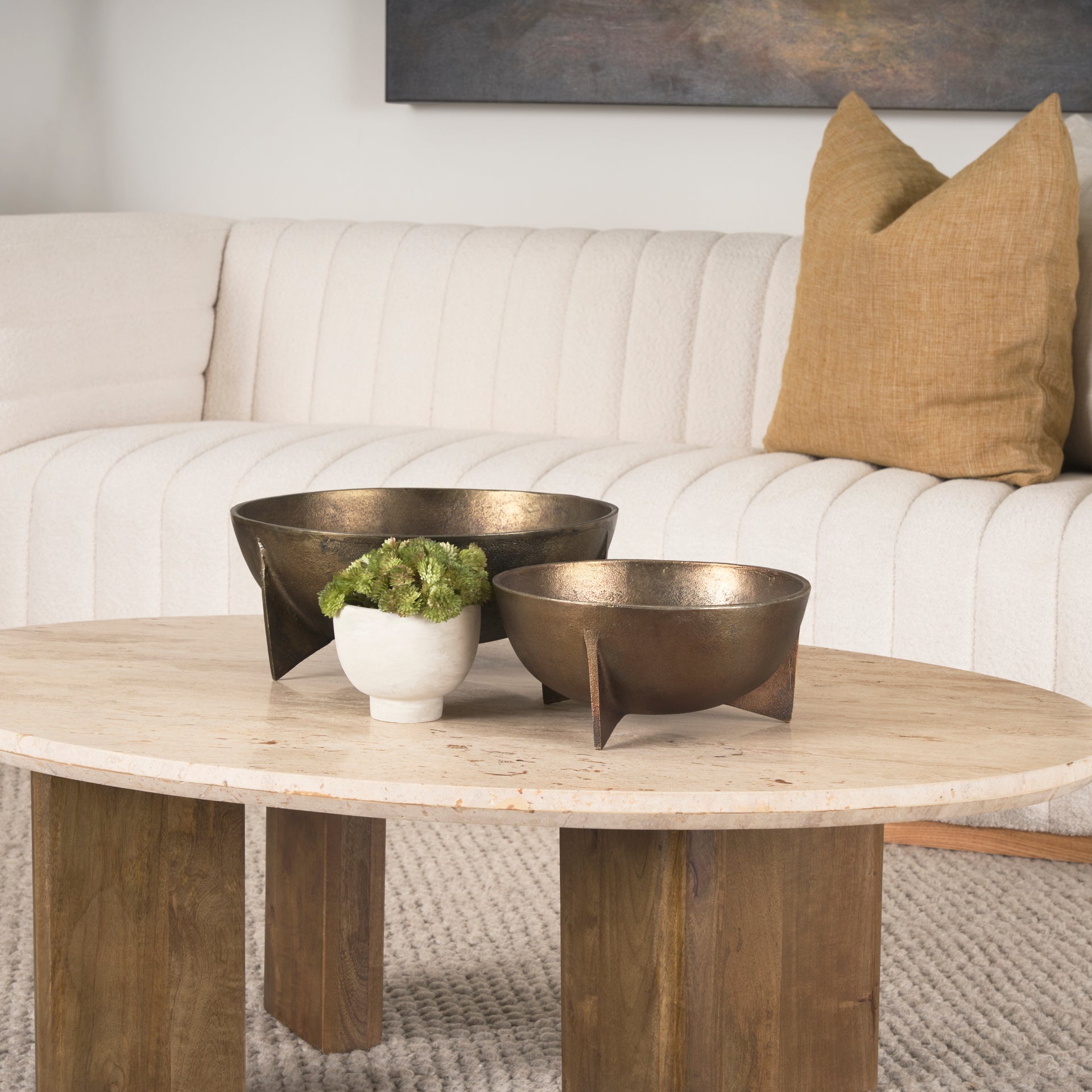 Quita Large Gold Metal Decorative Bowls (Set of 2) - Central Designs