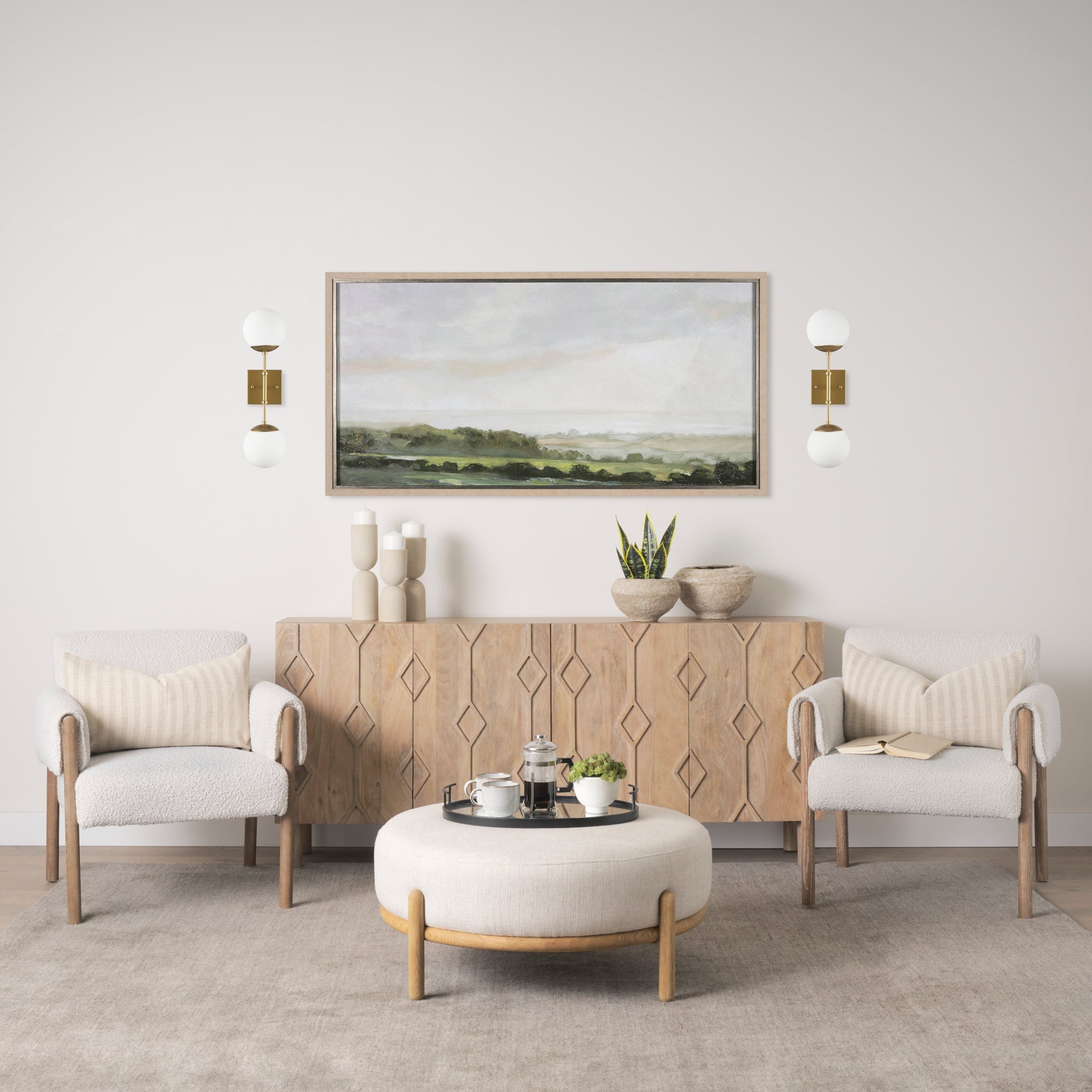 Edie Brushed Gold Metal w/ Frosted Glass Globes 2 - Light Wall Sconce - Central Designs