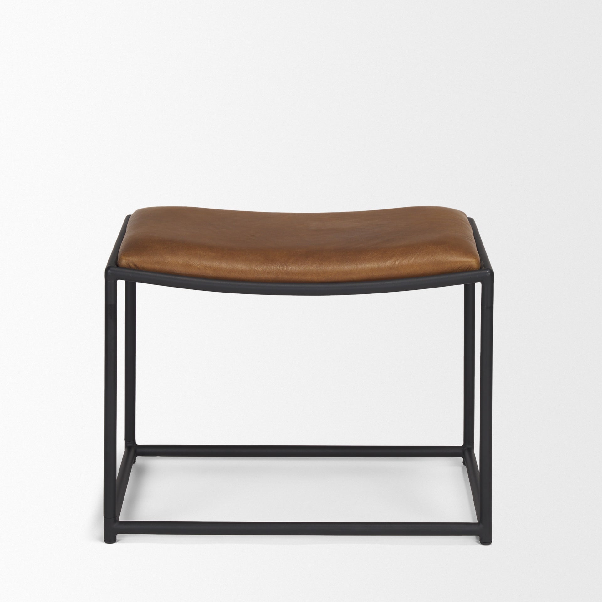 Taniel Brown Leather w/ Black Metal Stool - Central Designs