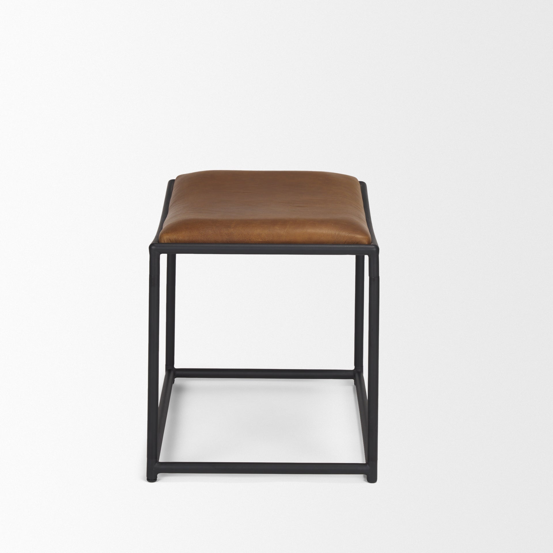 Taniel Brown Leather w/ Black Metal Stool - Central Designs