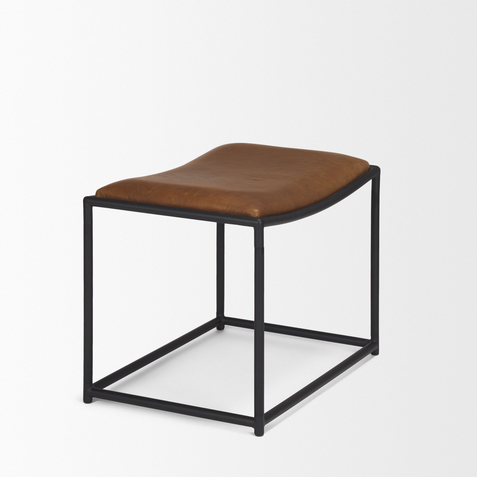 Taniel Brown Leather w/ Black Metal Stool - Central Designs