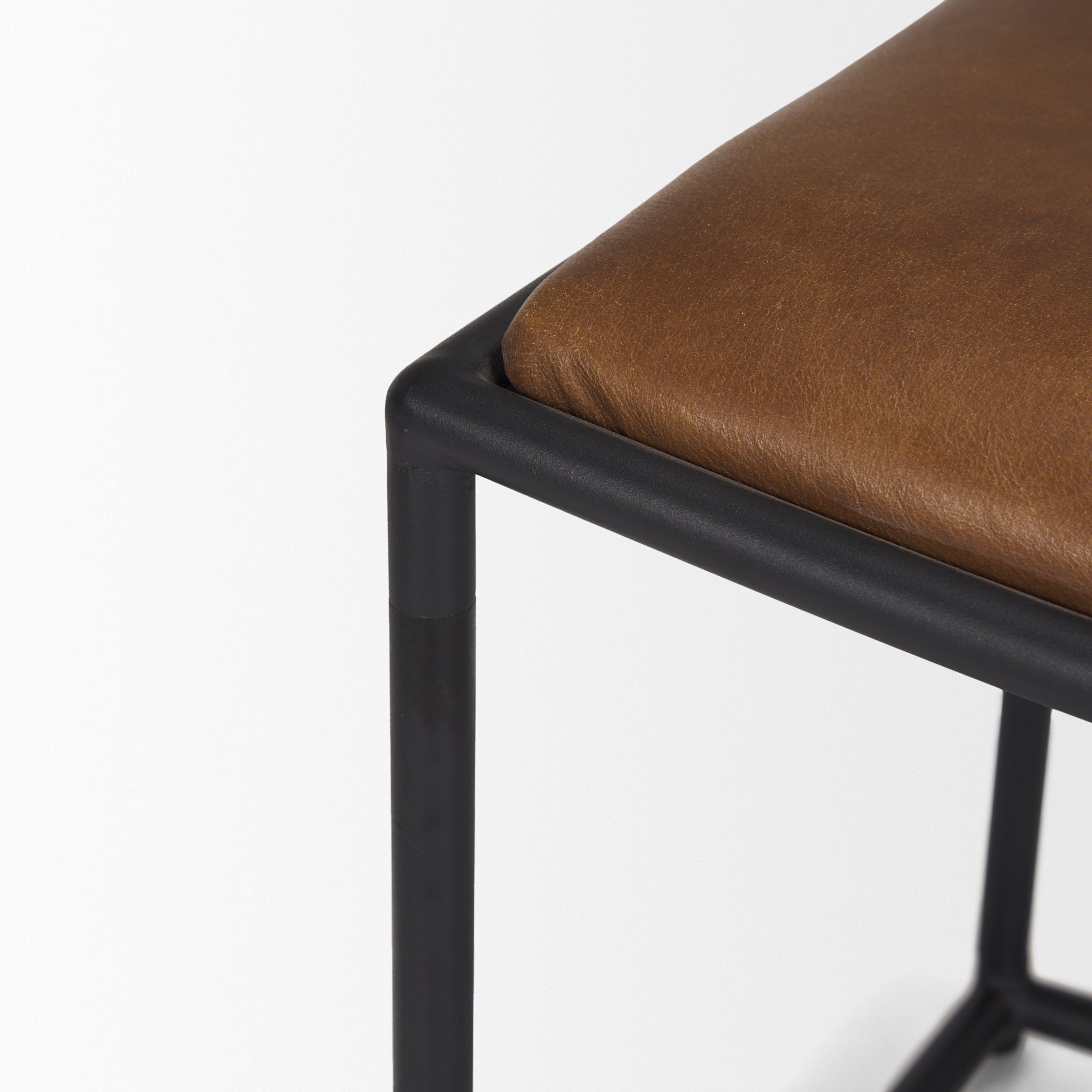 Taniel Brown Leather w/ Black Metal Stool - Central Designs