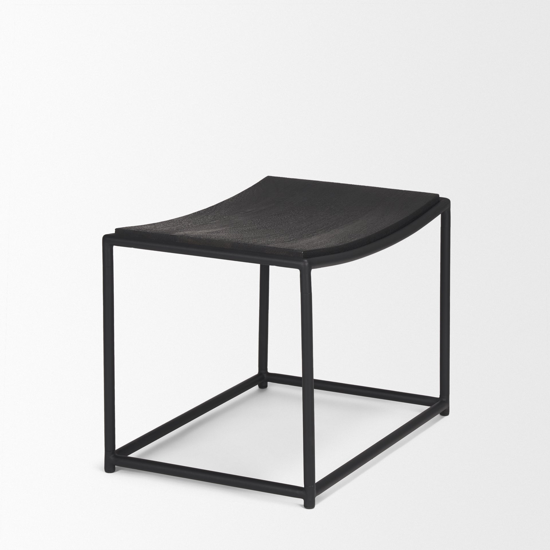 Taniel Textured Black Wood w/ Black Metal Stool - Central Designs