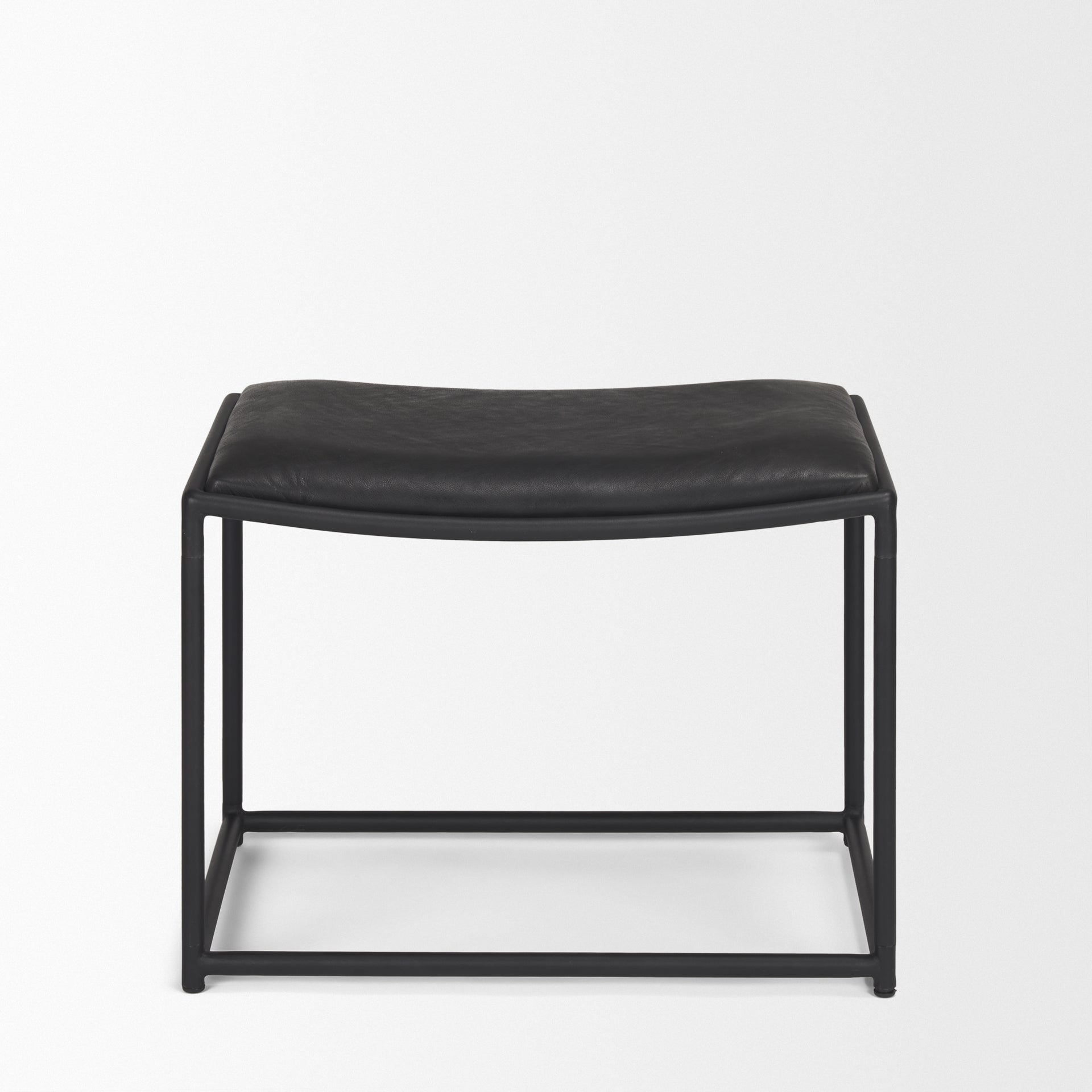 Taniel Black Leather w/ Black Metal Stool - Central Designs