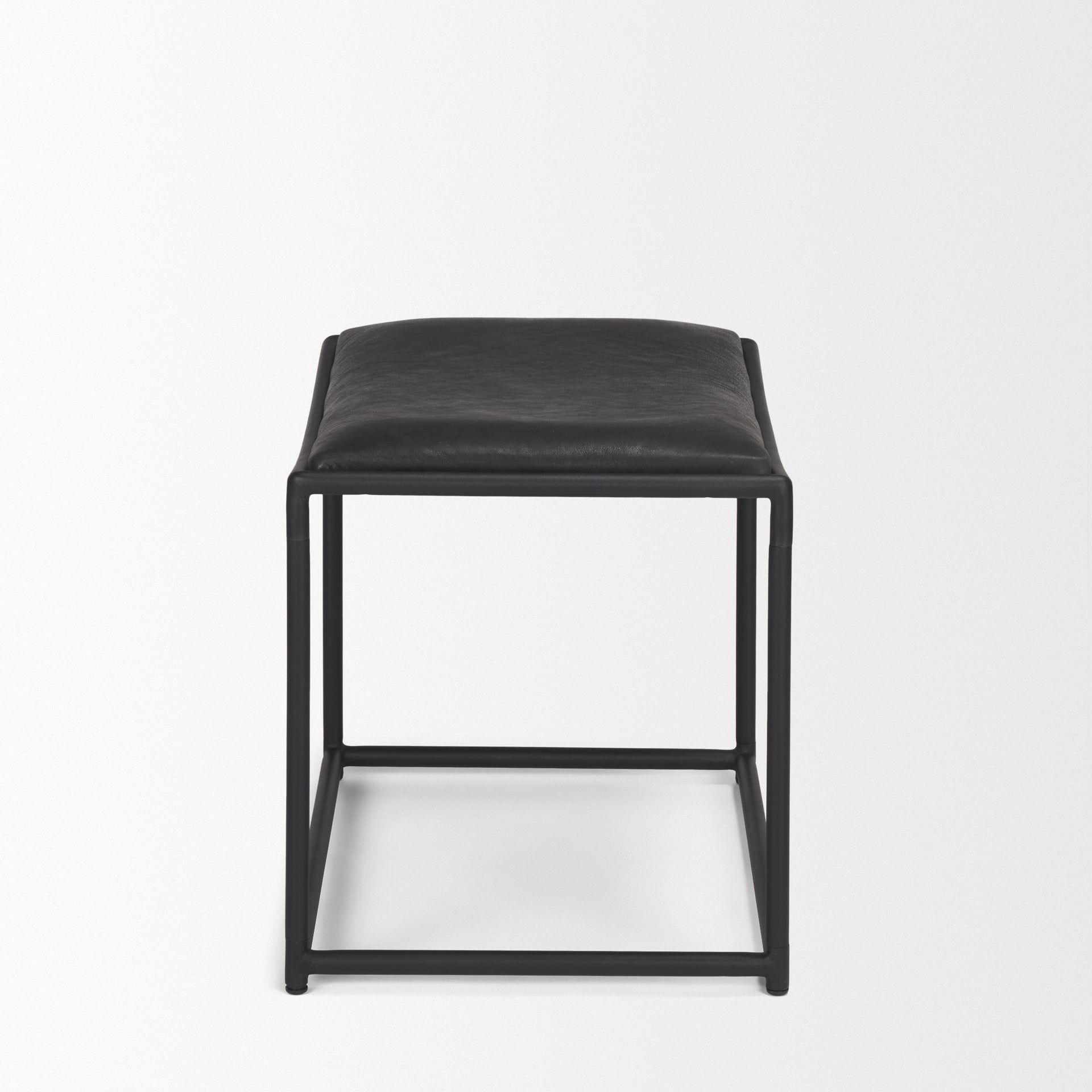 Taniel Black Leather w/ Black Metal Stool - Central Designs