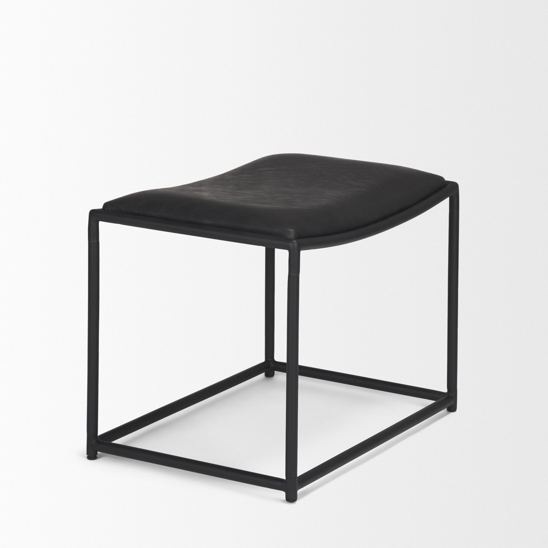 Taniel Black Leather w/ Black Metal Stool - Central Designs