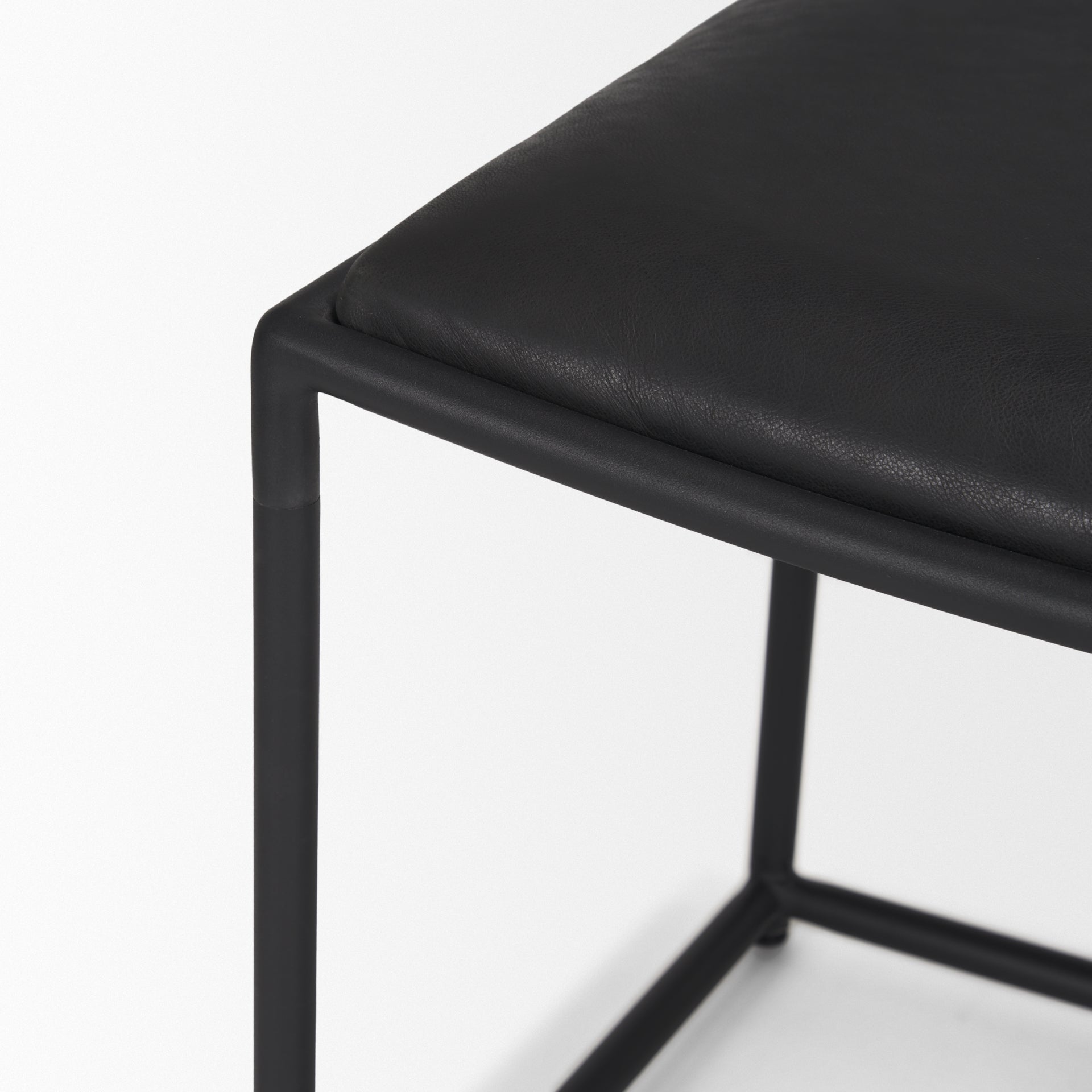 Taniel Black Leather w/ Black Metal Stool - Central Designs