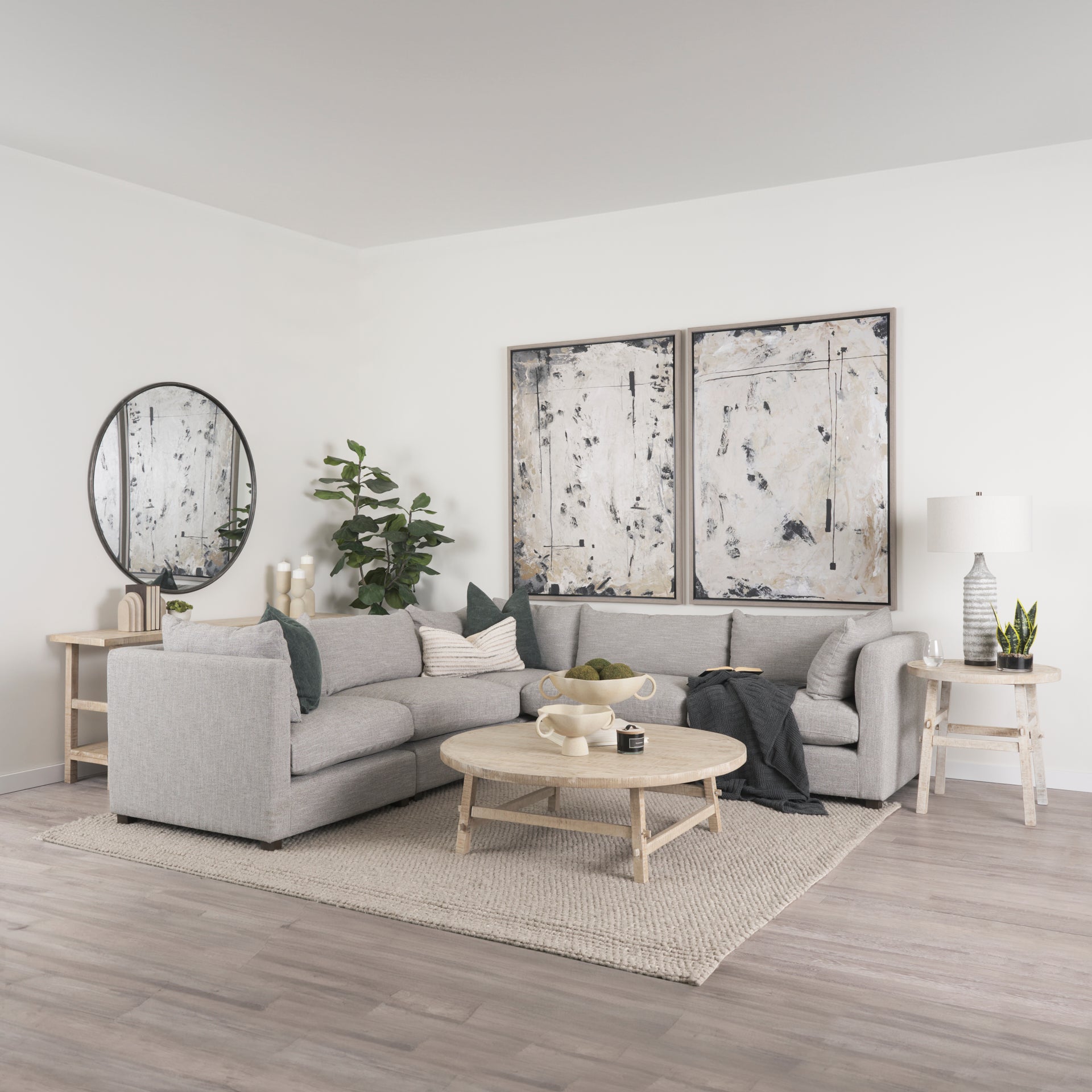 Halston Corner Light Grey Performance Fabric - Central Designs