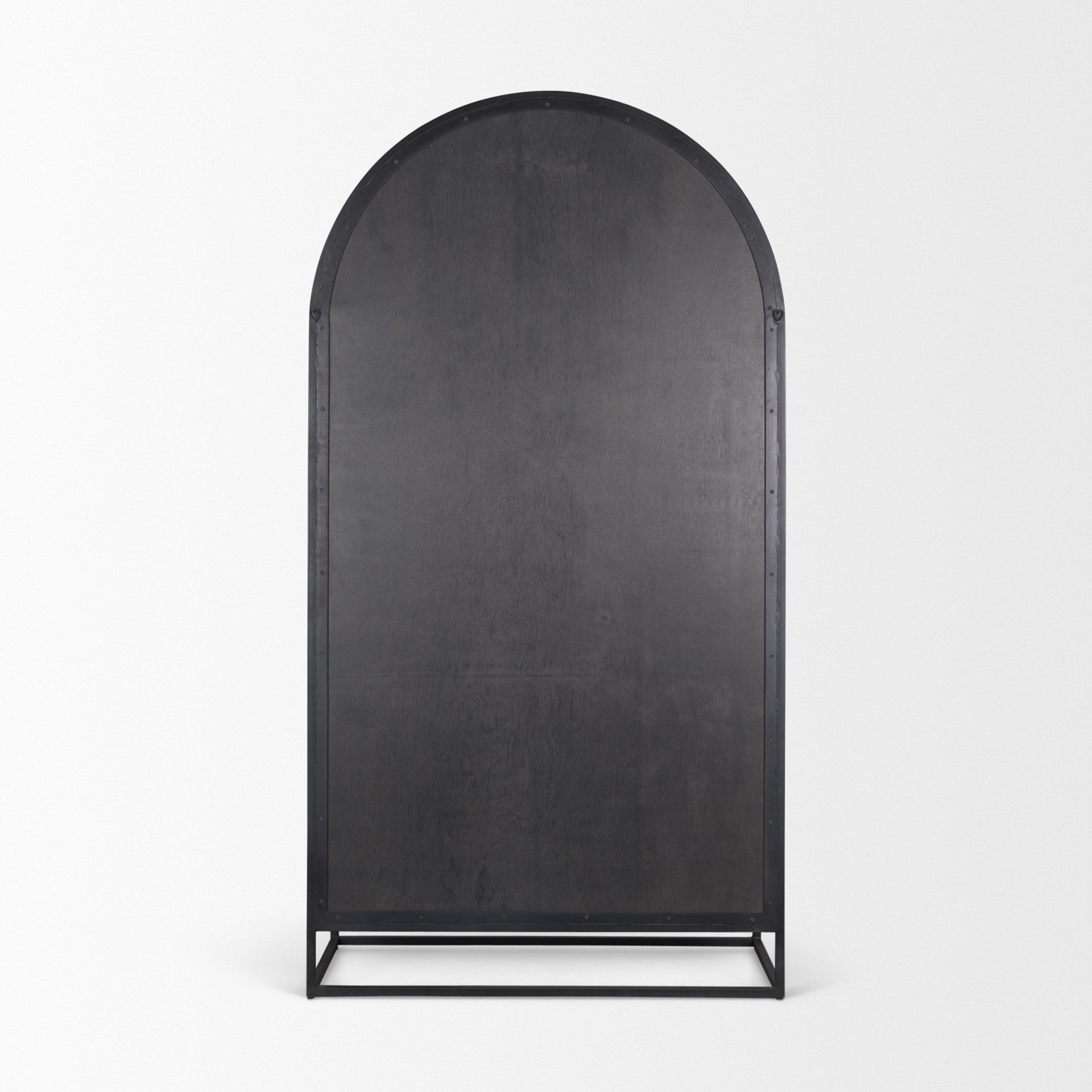Sloan 80.5H Black Wood W/Black Metal Frame Arched Cabinet - Central Designs