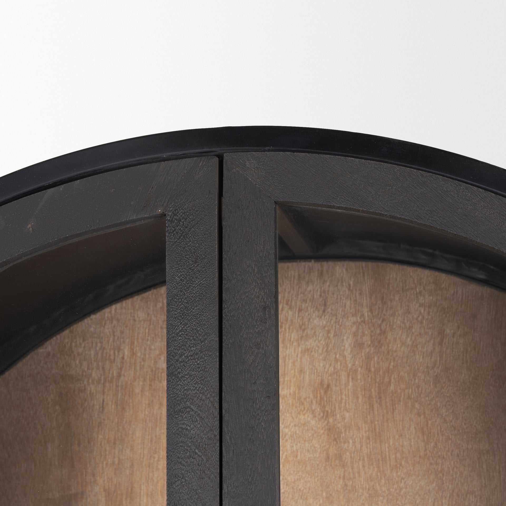 Sloan 80.5H Black Wood W/Black Metal Frame Arched Cabinet - Central Designs