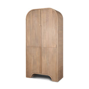 Sorina Reverse Fluted Light Brown Wood Curio Cabinet - Central Designs