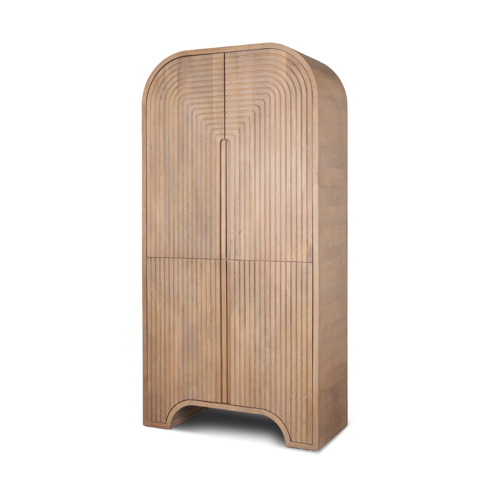 Sorina Reverse Fluted Light Brown Wood Curio Cabinet - Central Designs