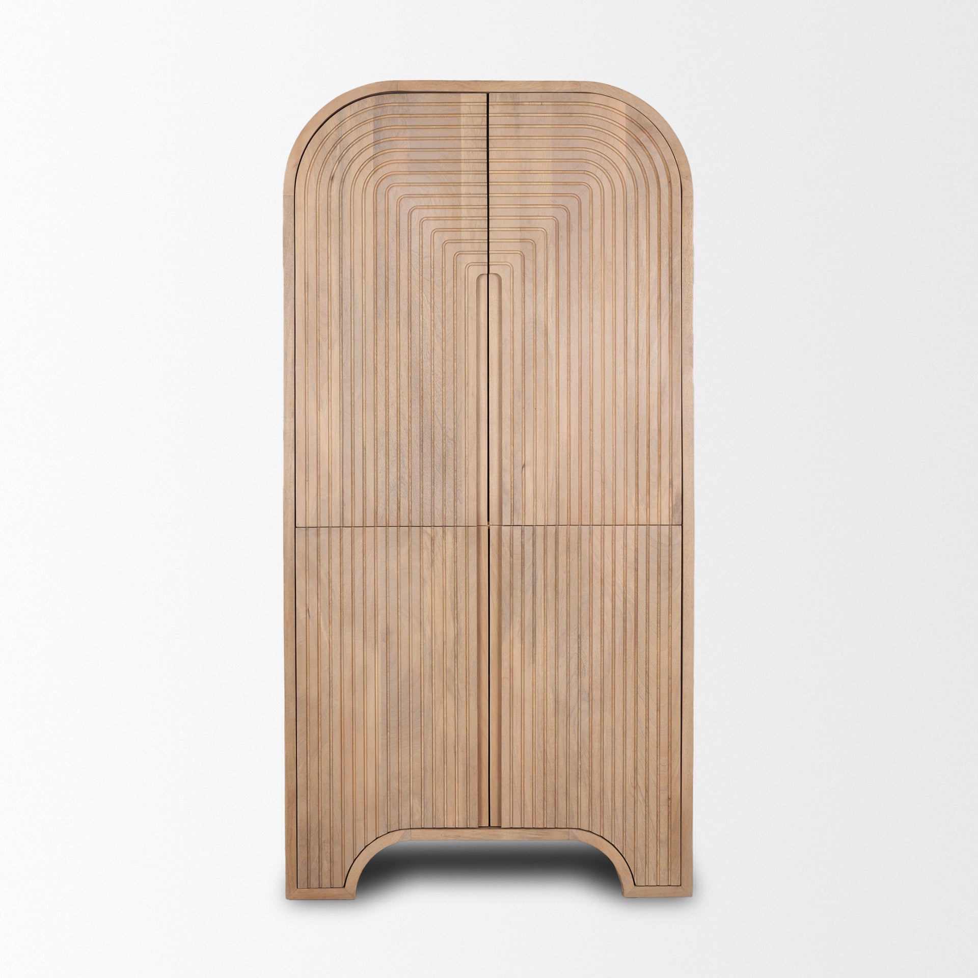 Sorina Reverse Fluted Light Brown Wood Curio Cabinet - Central Designs