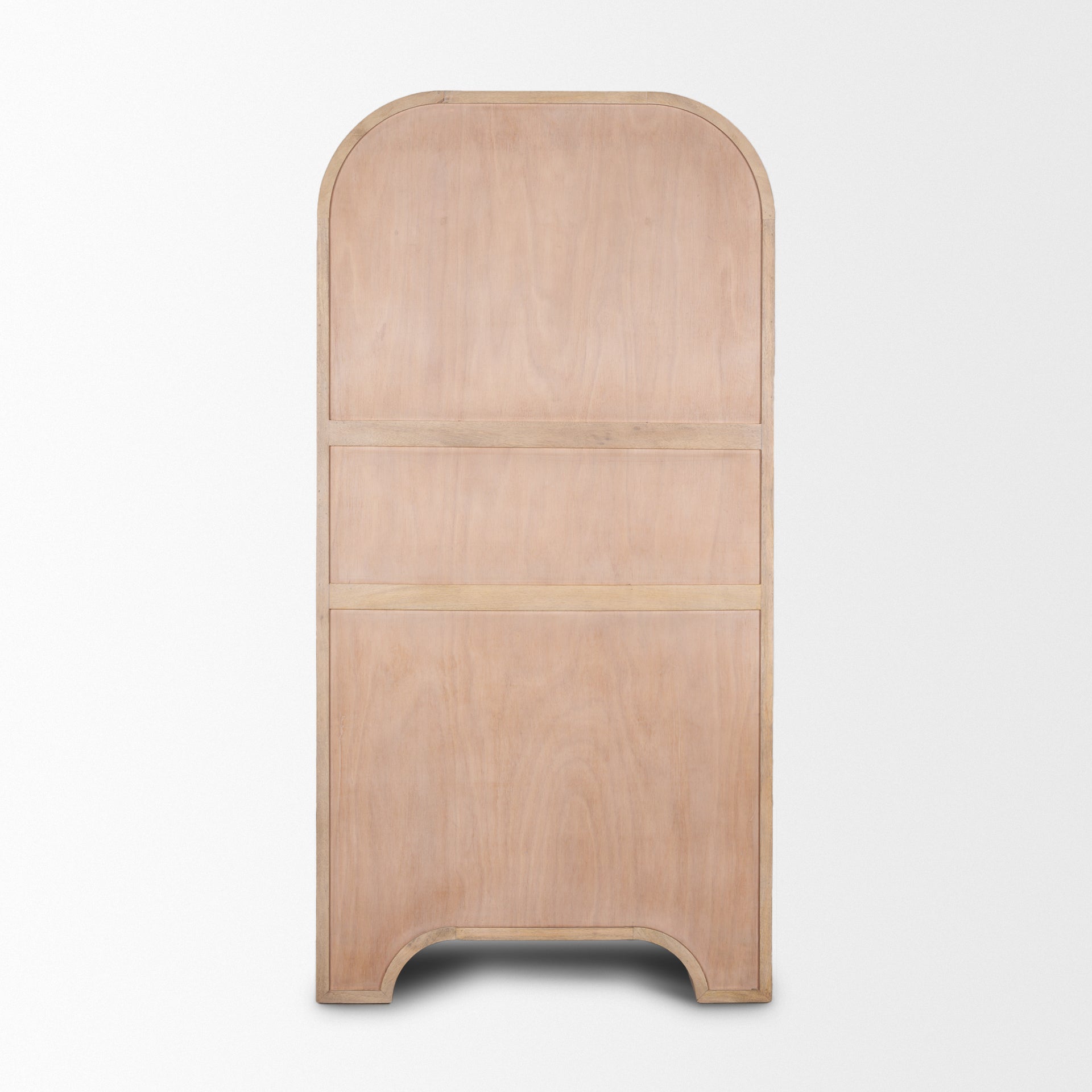 Sorina Reverse Fluted Light Brown Wood Curio Cabinet - Central Designs