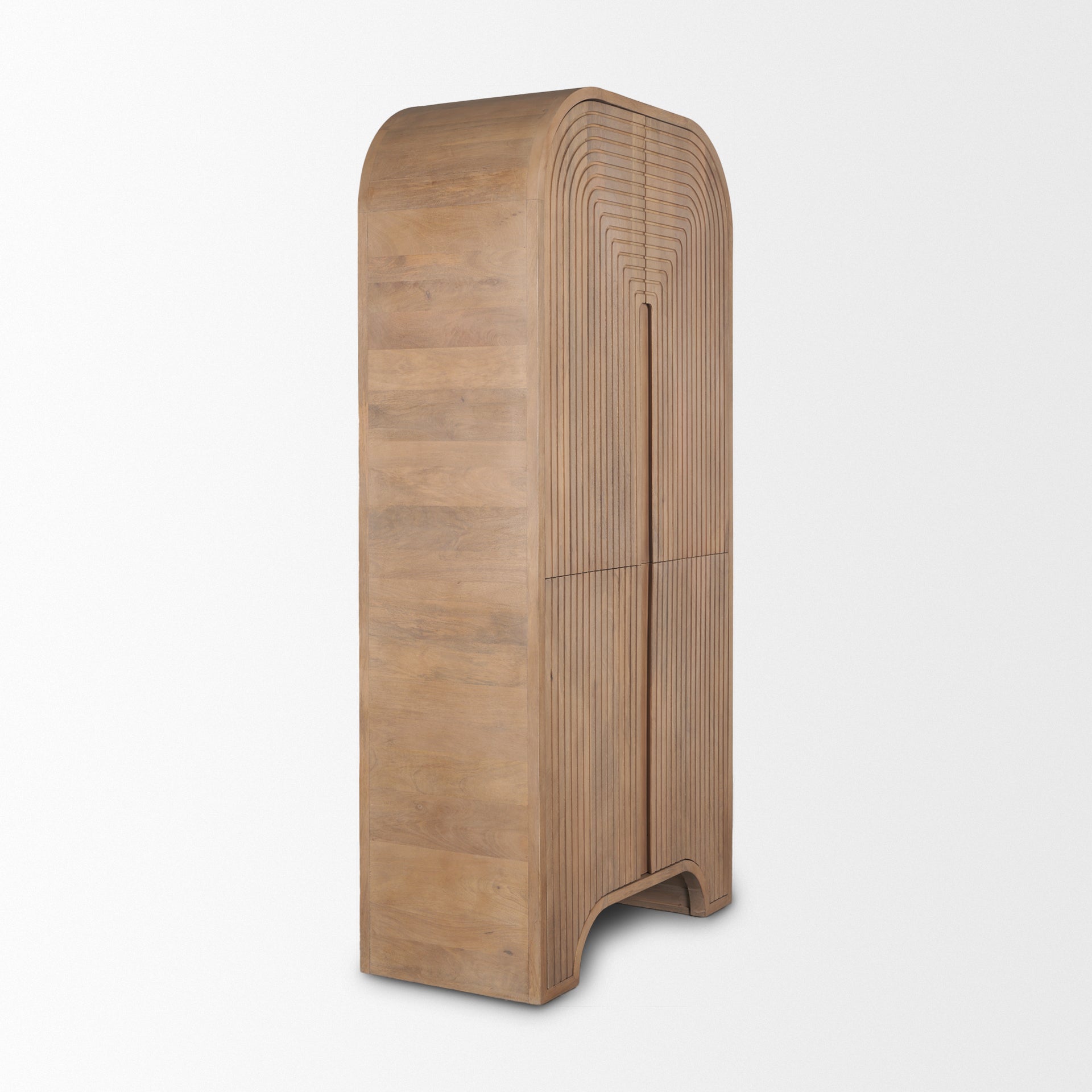 Sorina Reverse Fluted Light Brown Wood Curio Cabinet - Central Designs
