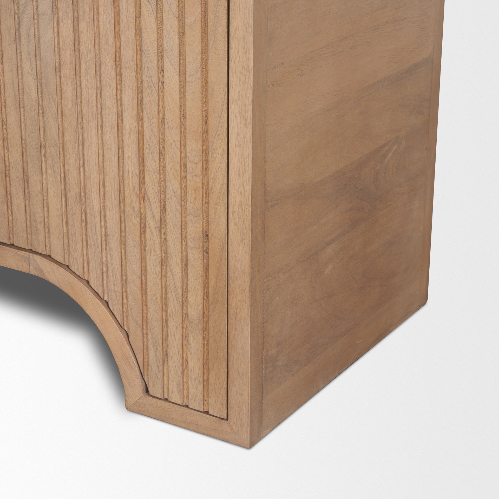 Sorina Reverse Fluted Light Brown Wood Curio Cabinet - Central Designs