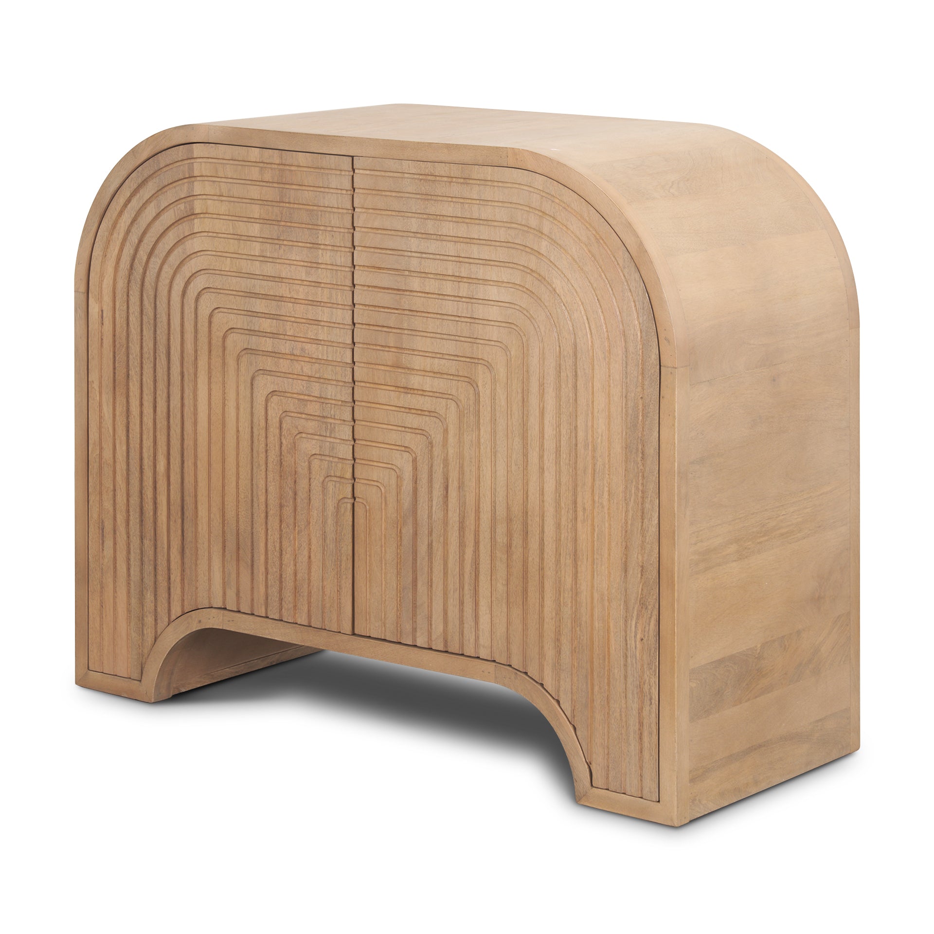 Sorina Reverse Fluted Light Brown Wood Accent Cabinet - Central Designs