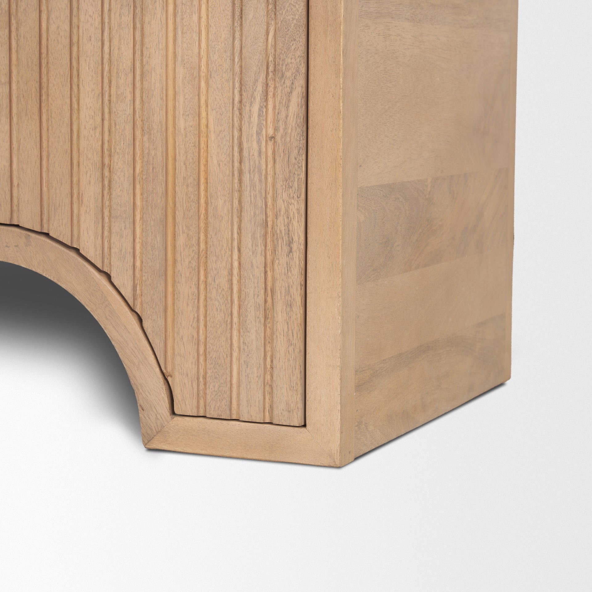 Sorina Reverse Fluted Light Brown Wood Accent Cabinet - Central Designs