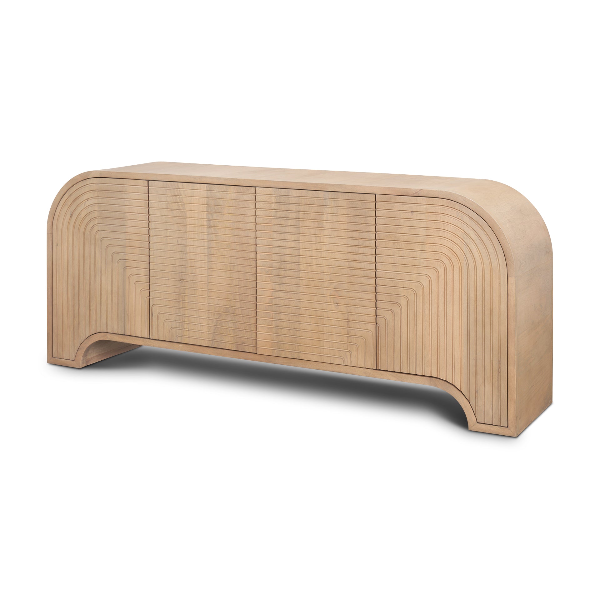 Sorina Reverse Fluted Light Brown Wood Sideboard - Central Designs