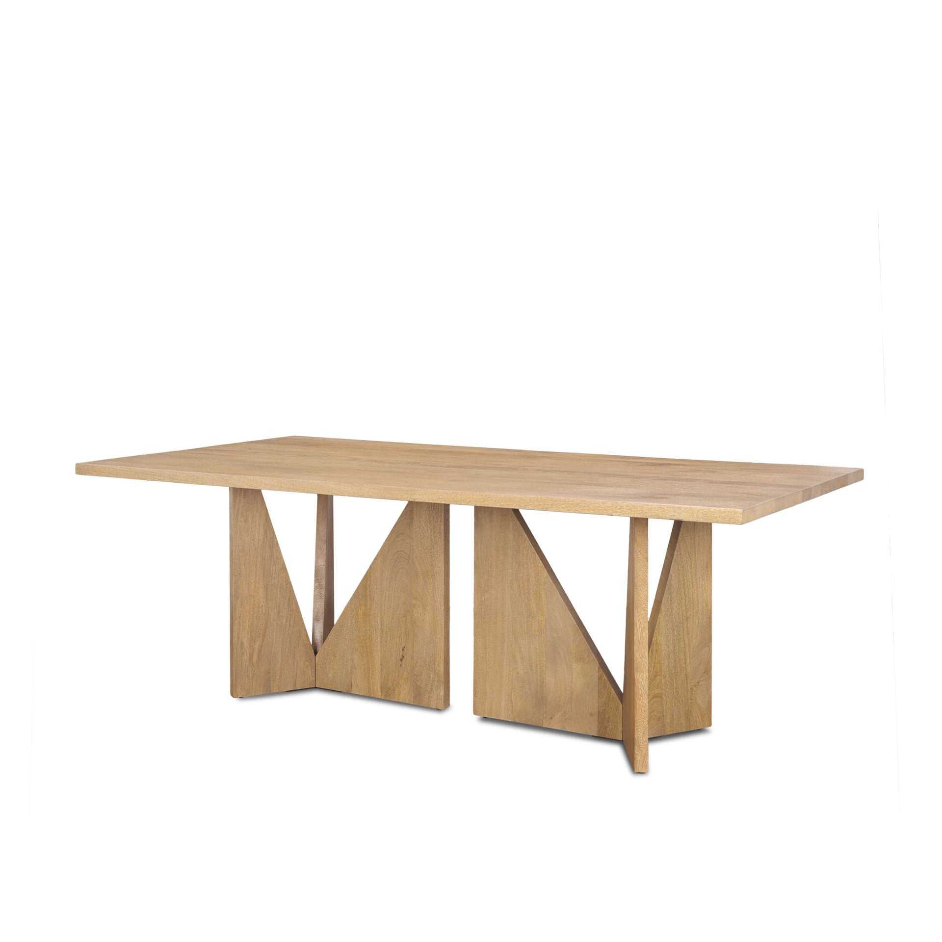 Tarro 84" Rectangular Light Brown Wood w/ Geometrical Base Dining Table - Central Designs