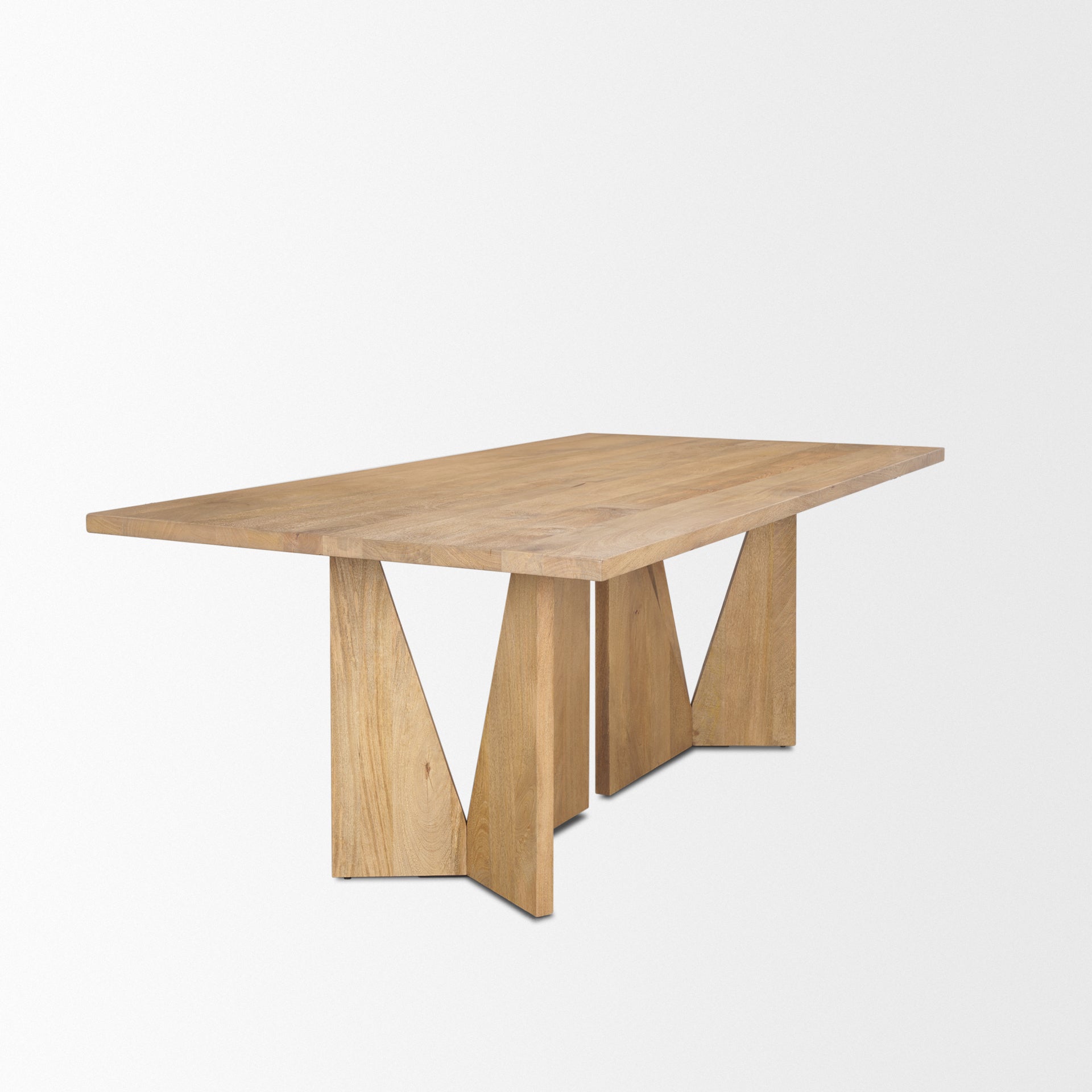 Tarro 84" Rectangular Light Brown Wood w/ Geometrical Base Dining Table - Central Designs
