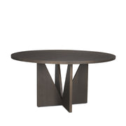 Tarro 60" Round Textured Espresso Wood w/ Geometrical Base Dining Table - Central Designs