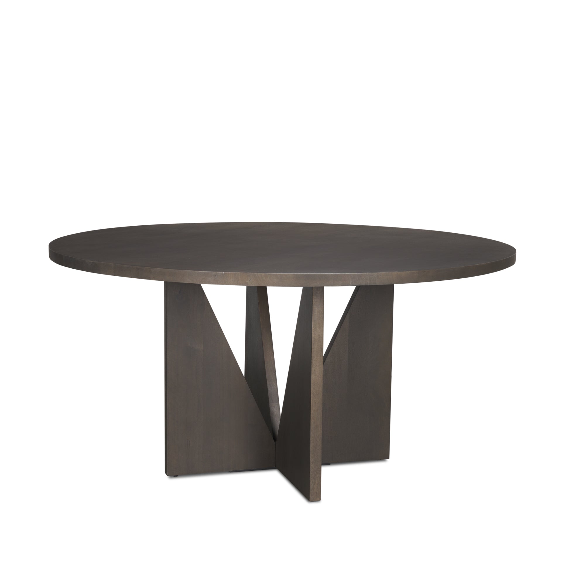 Tarro 60" Round Textured Espresso Wood w/ Geometrical Base Dining Table - Central Designs