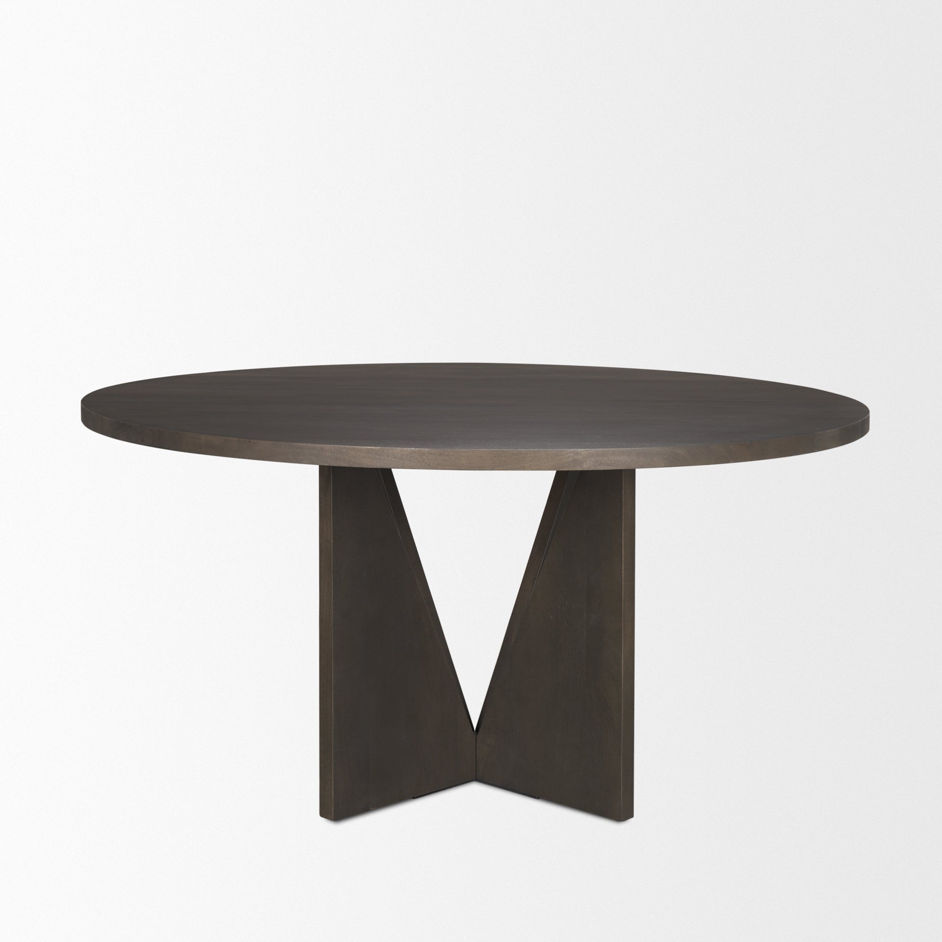 Tarro 60" Round Textured Espresso Wood w/ Geometrical Base Dining Table - Central Designs