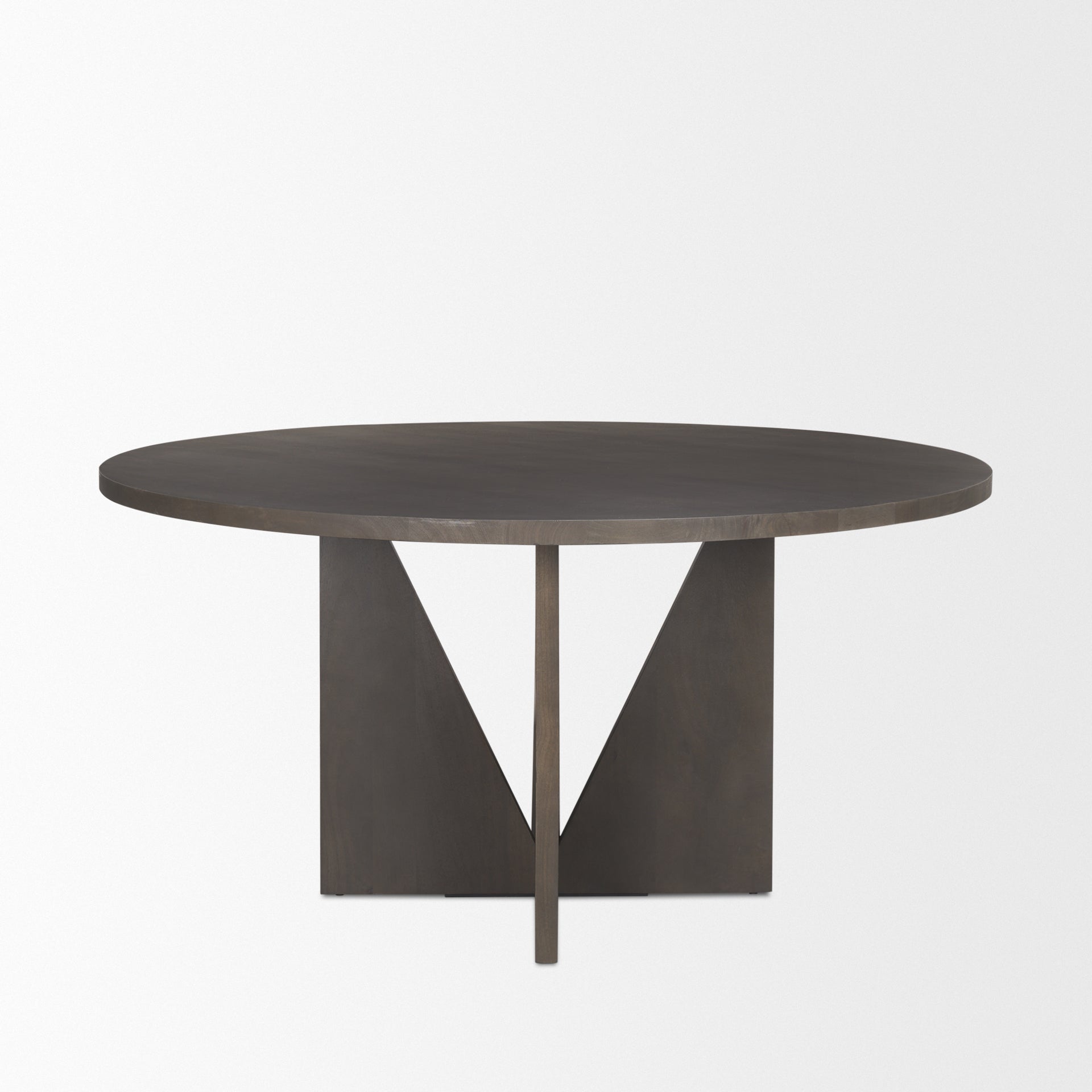 Tarro 60" Round Textured Espresso Wood w/ Geometrical Base Dining Table - Central Designs