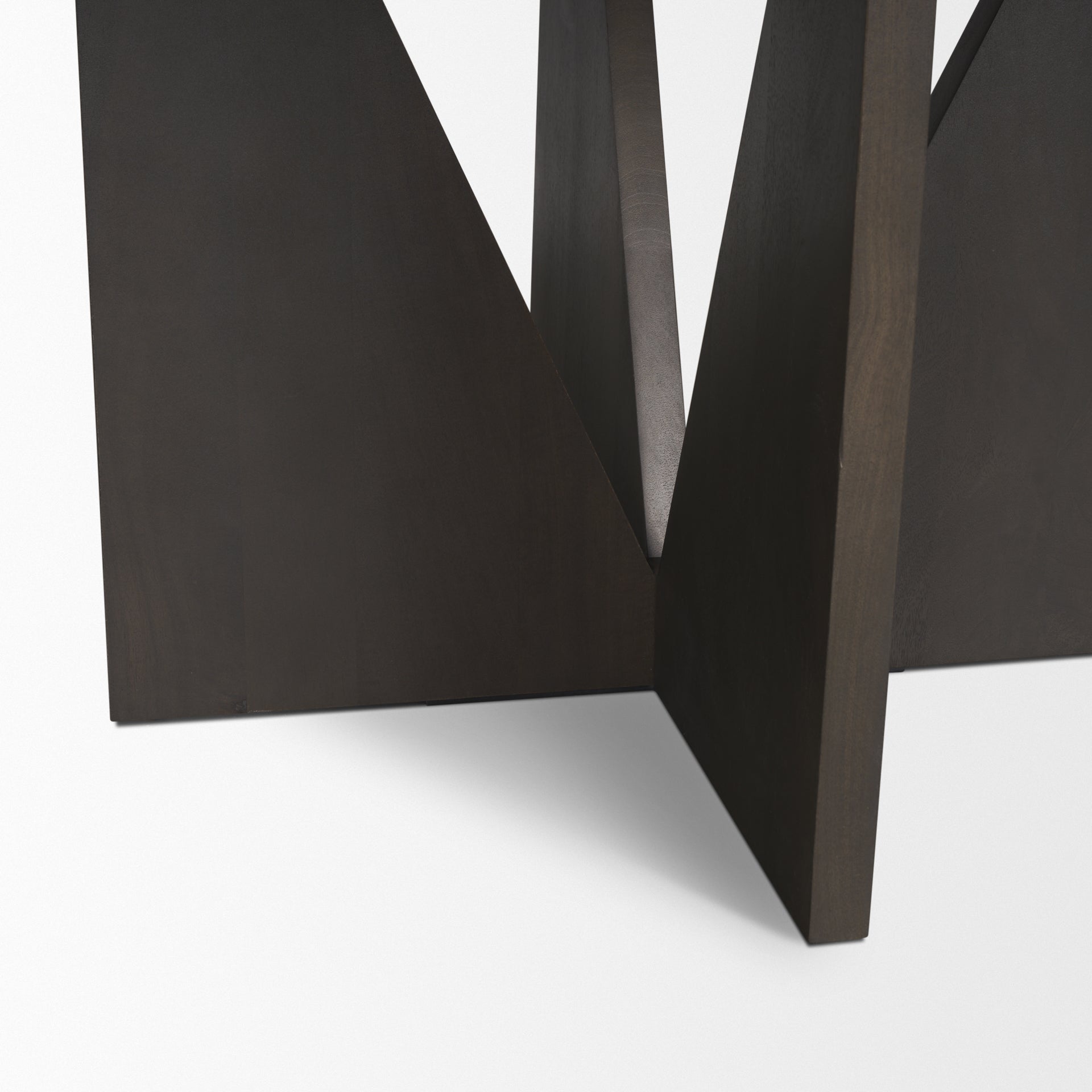 Tarro 60" Round Textured Espresso Wood w/ Geometrical Base Dining Table - Central Designs