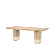 Shivon 94" Light Brown Mango Wood W/ Travertine Dining Table - Central Designs