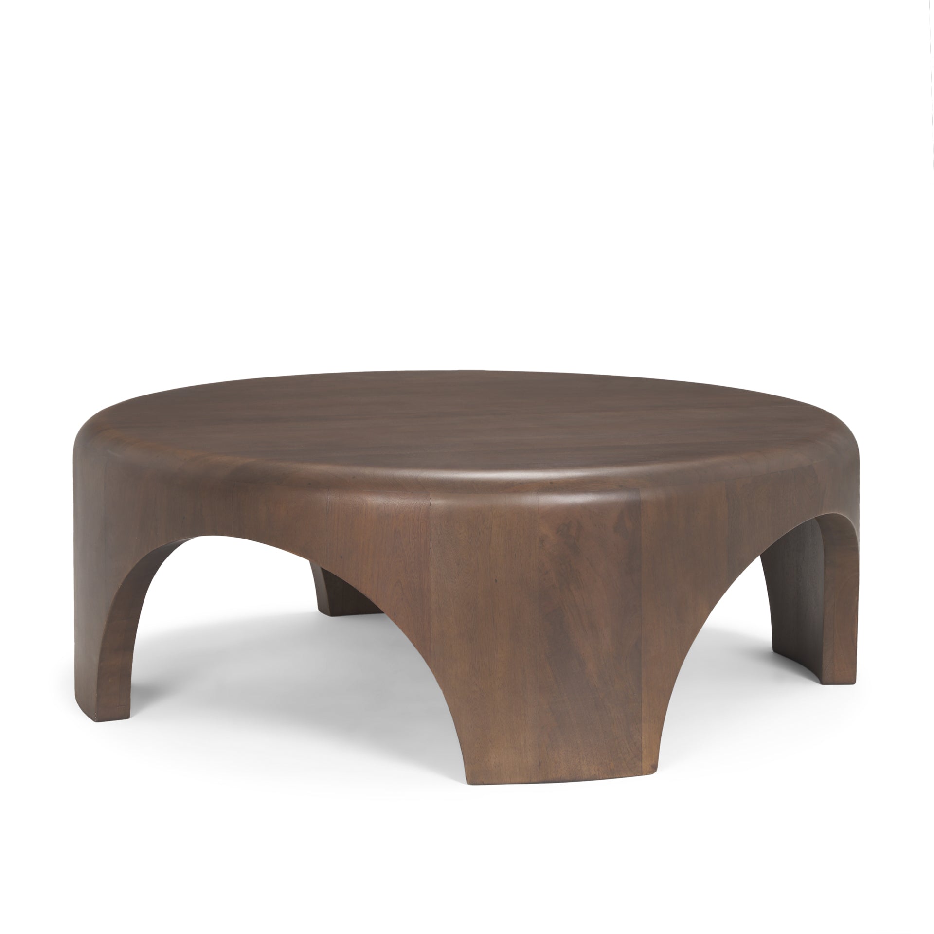 Shima Round Dark Brown Wood W/Arched Legs Coffee Table - Central Designs