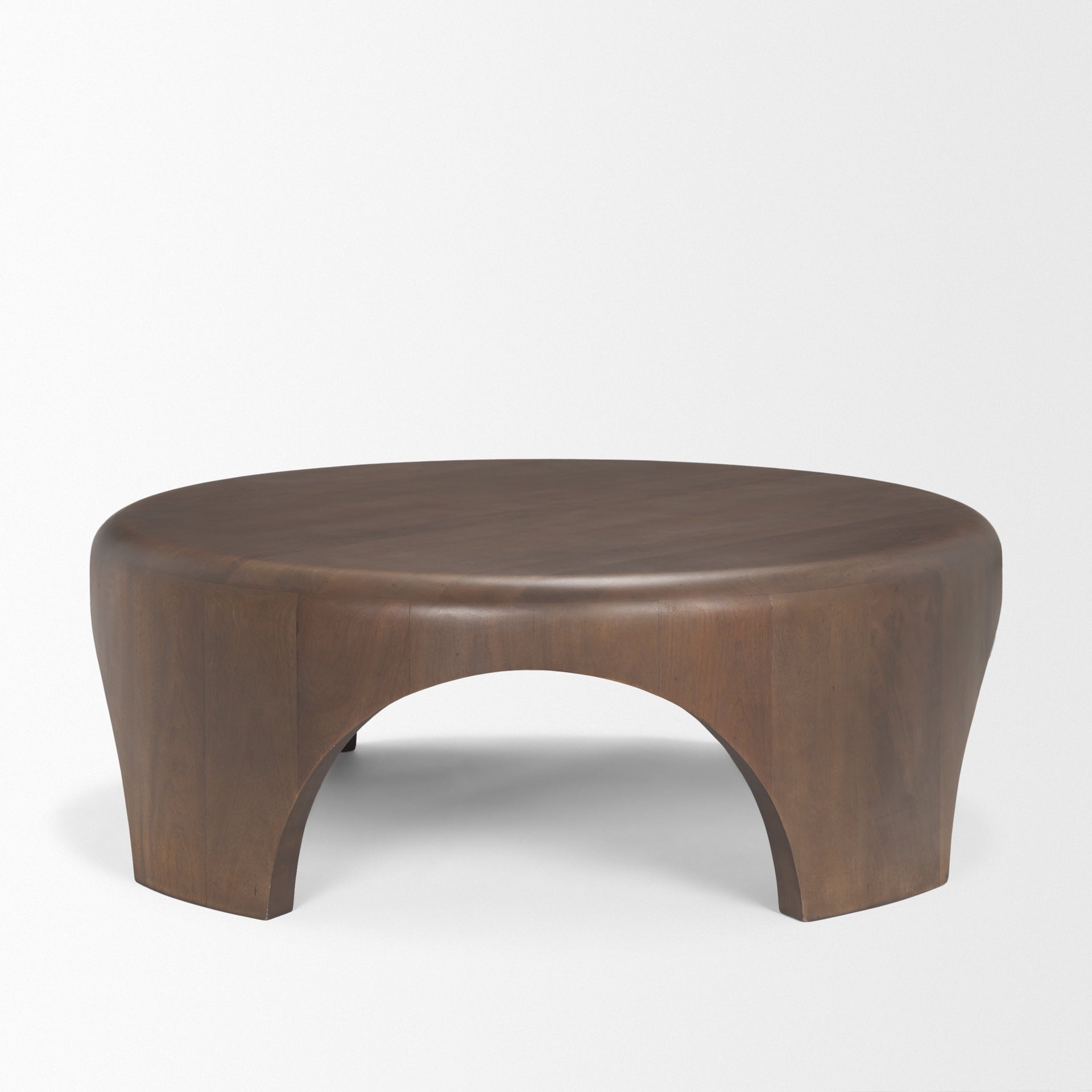 Shima Round Dark Brown Wood W/Arched Legs Coffee Table - Central Designs