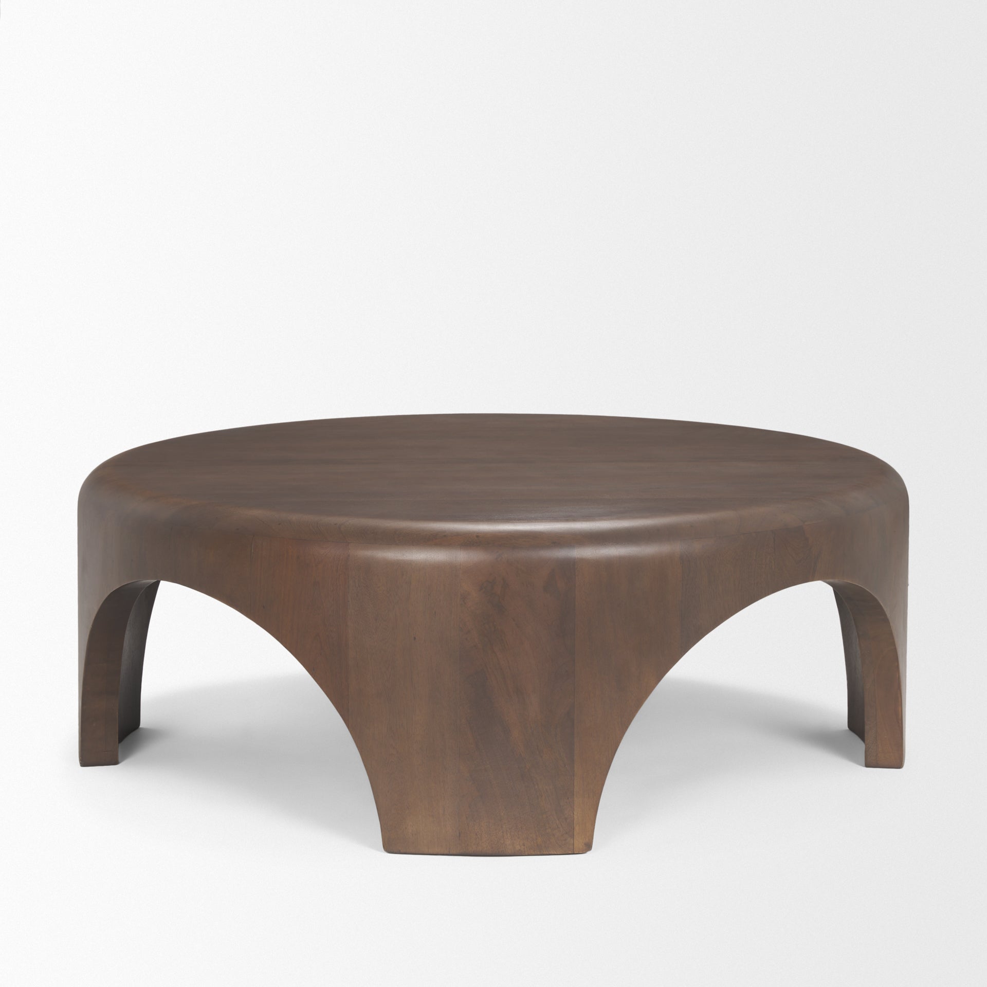 Shima Round Dark Brown Wood W/Arched Legs Coffee Table - Central Designs