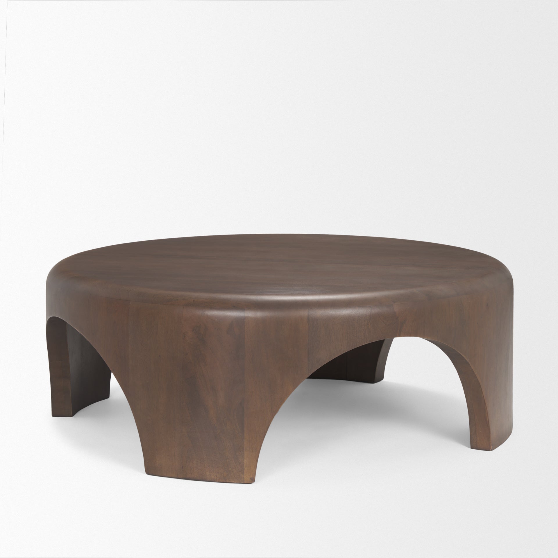 Shima Round Dark Brown Wood W/Arched Legs Coffee Table - Central Designs