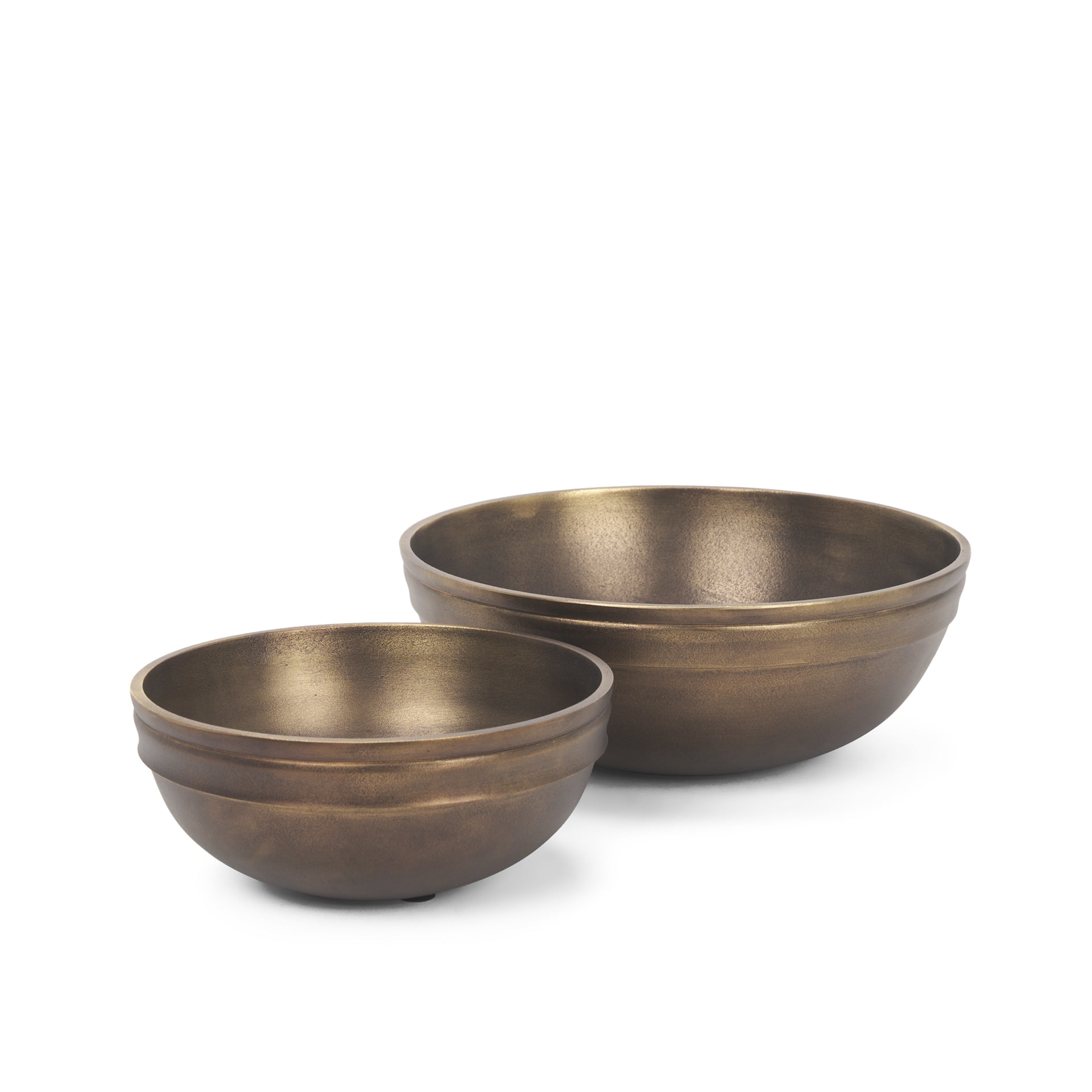Tomiko Decorative Brass Finished Cast Aluminum Round Bowls - Central Designs